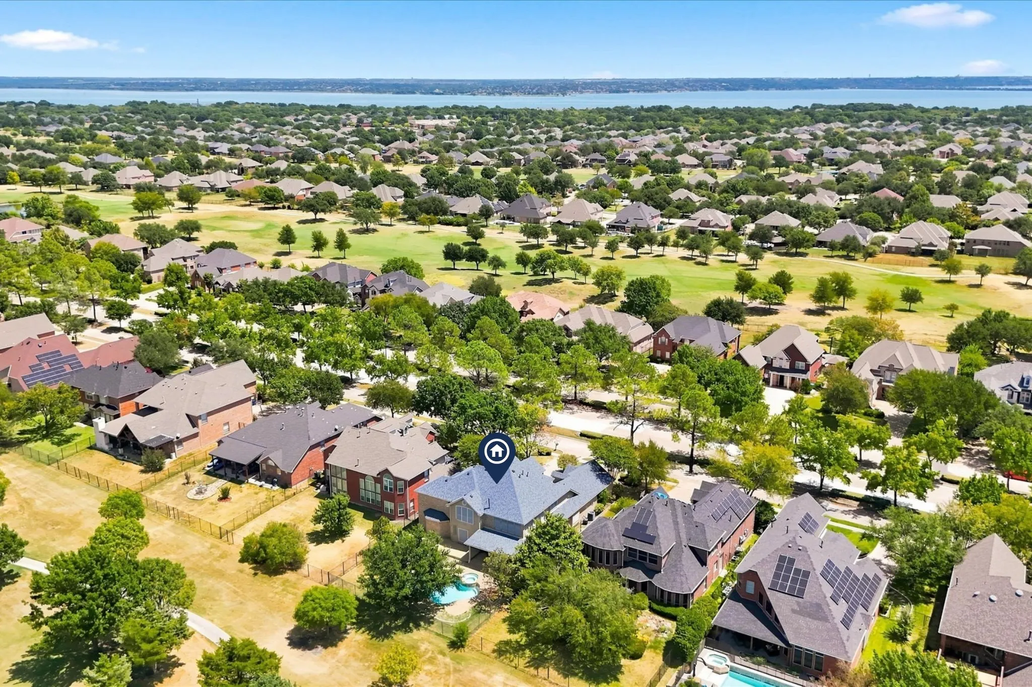Nestled on the 18th hole of Waterview Golf Course near Lake Ray Hubbard.