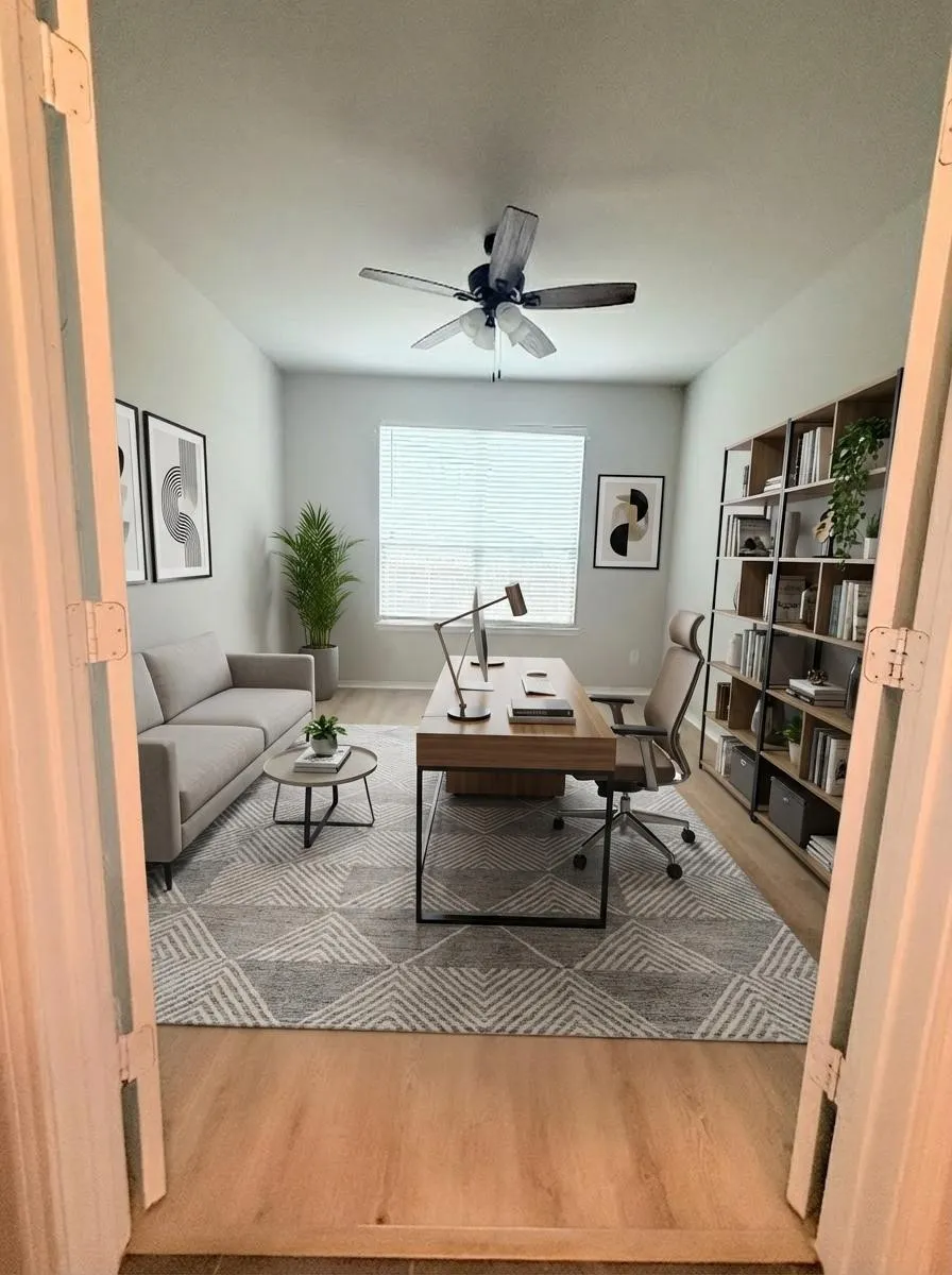 Digitally staged Dedicated office downstairs