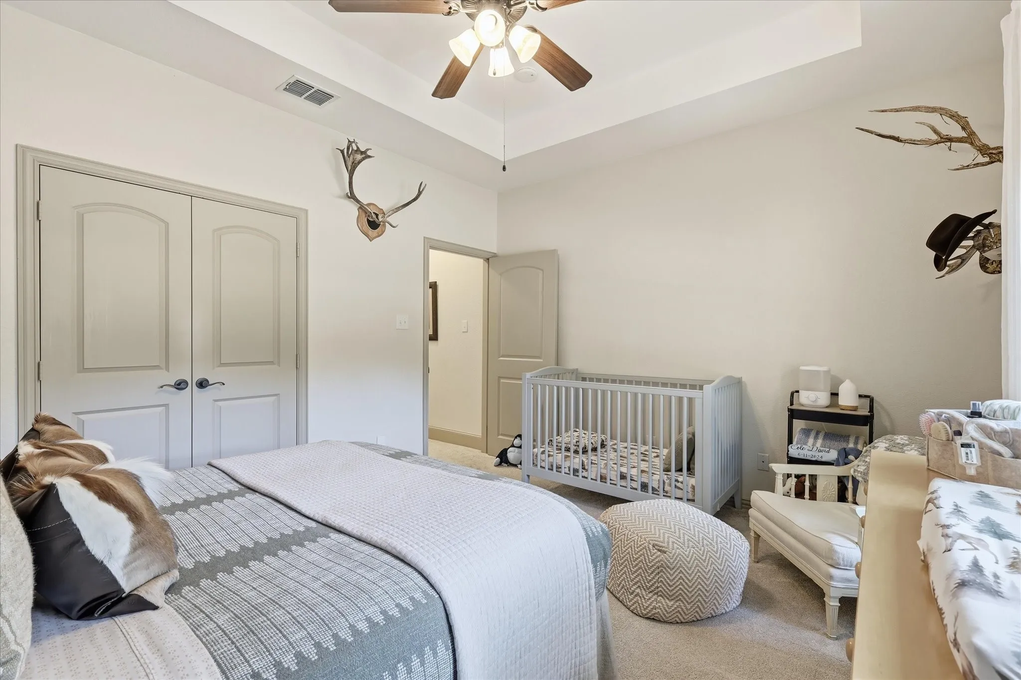 Tray ceiling with a ceiling fan light fixture