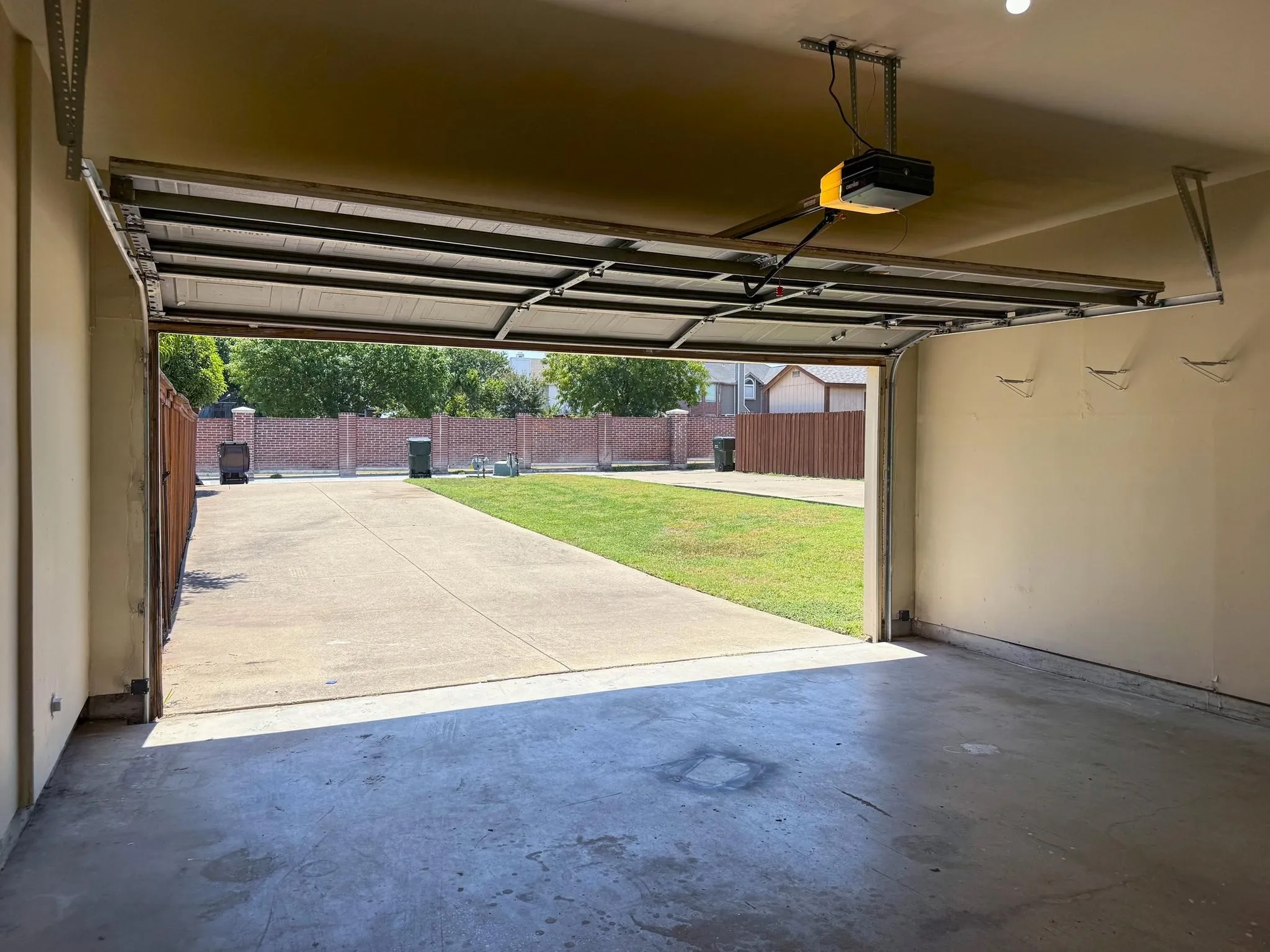 View of garage looking out to the driveway