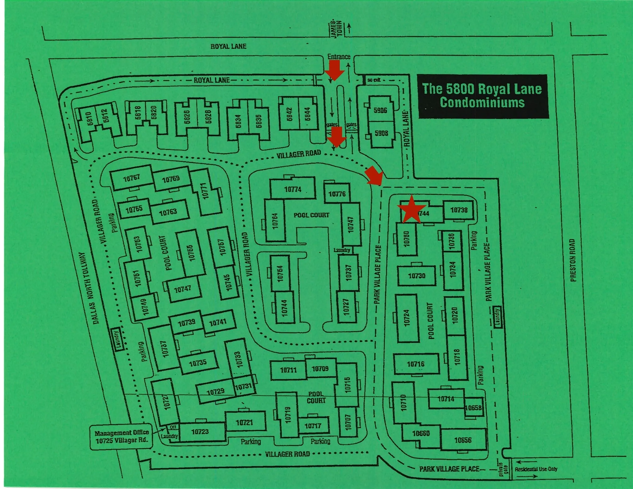 Site map of 5800 Royal Ln. Condos