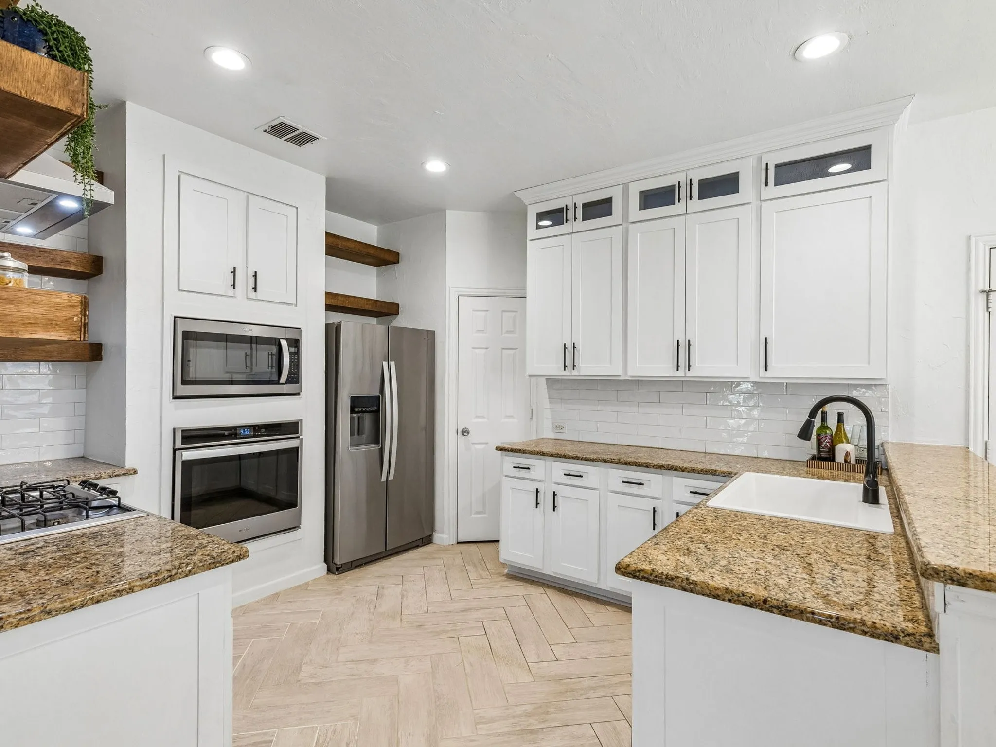 42" cabinets AND glassed showcase over cabinets