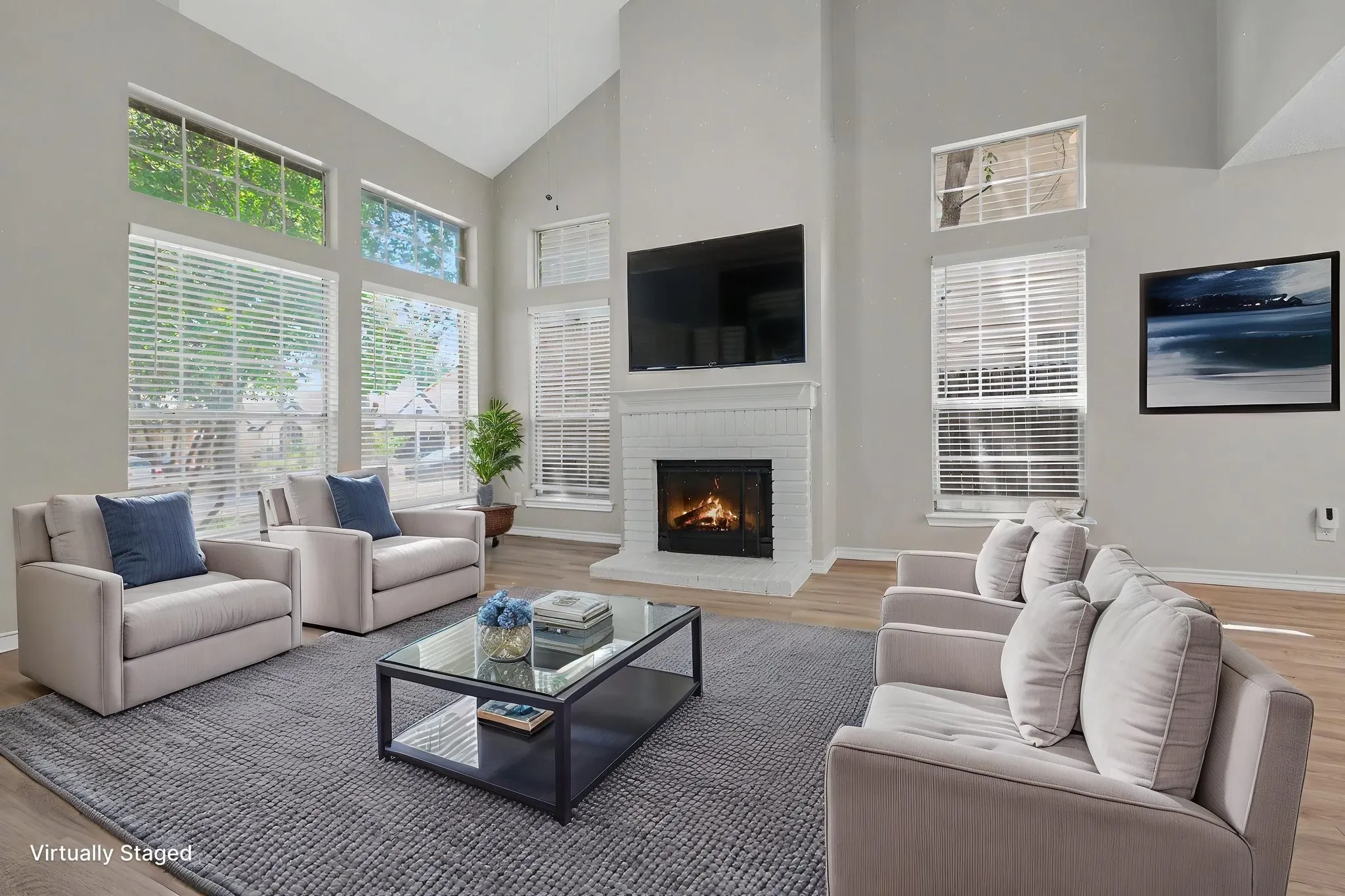 Virtually staged living room