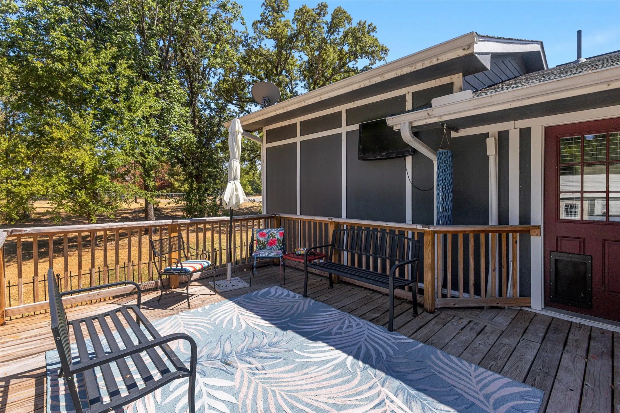 Wood Deck with TV and lighting