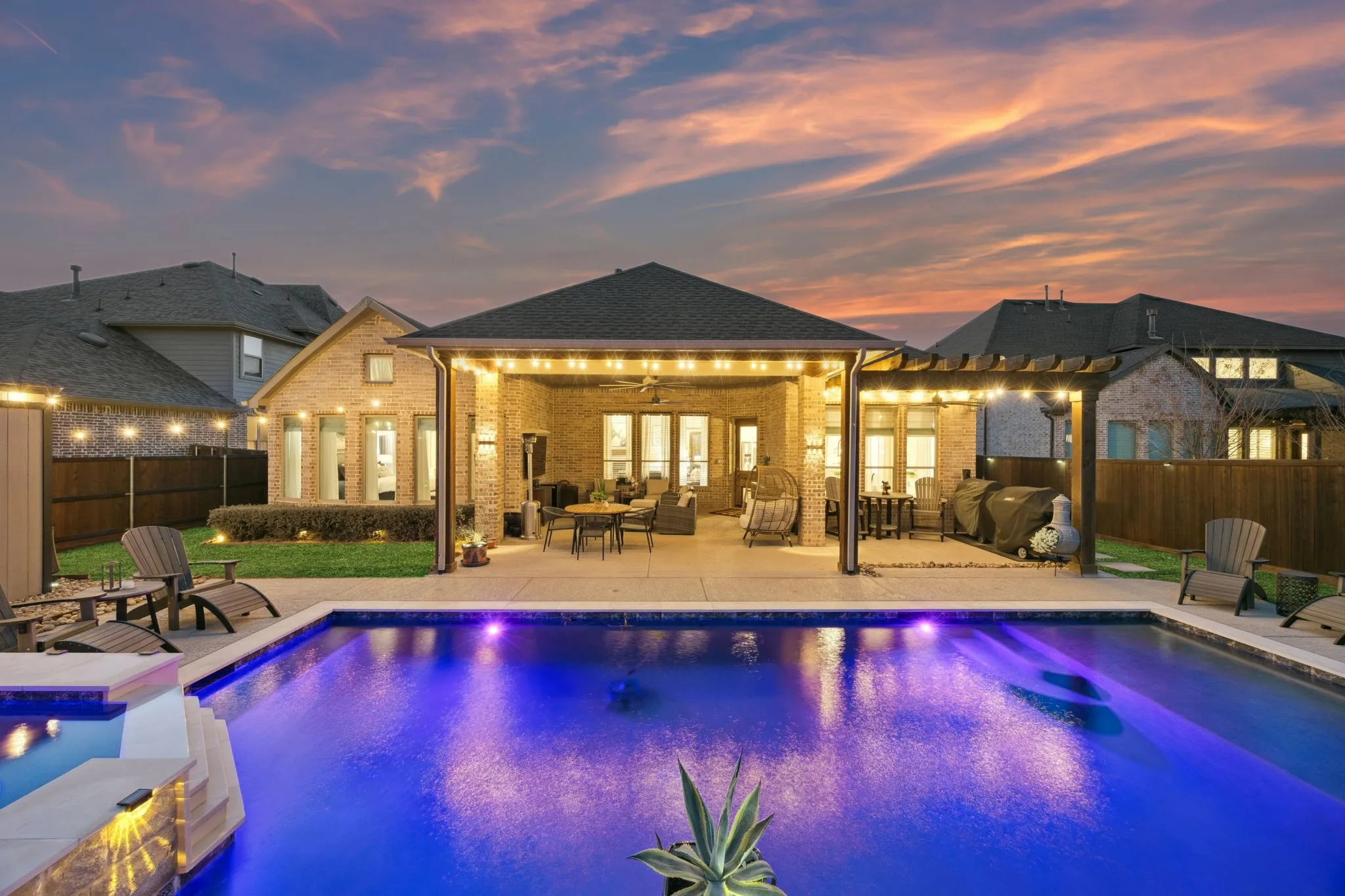 Sparkling Saltwater Pool And Spa With Sheer Descent Waterfalls