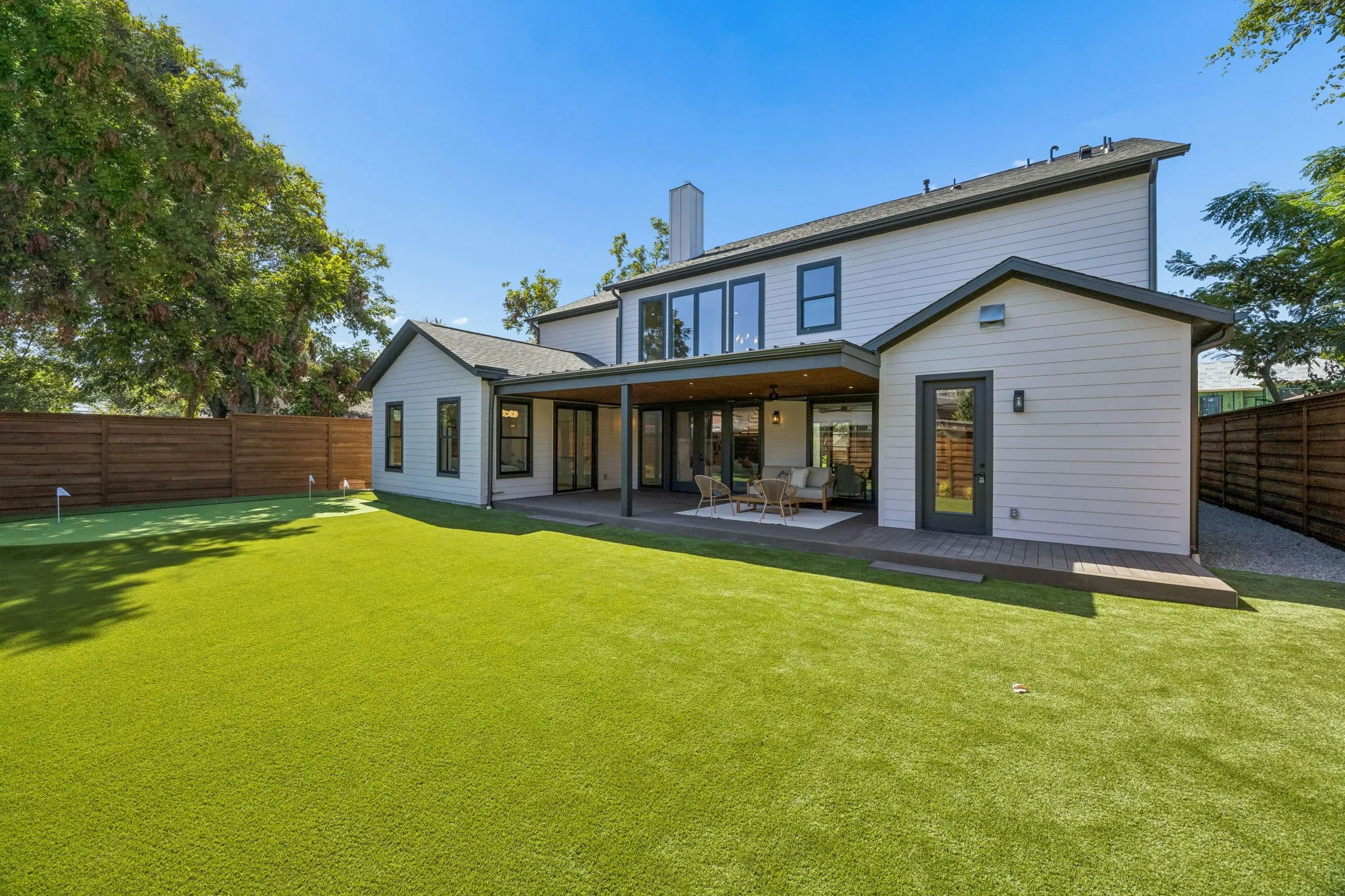High quality artificial turf in the backyard