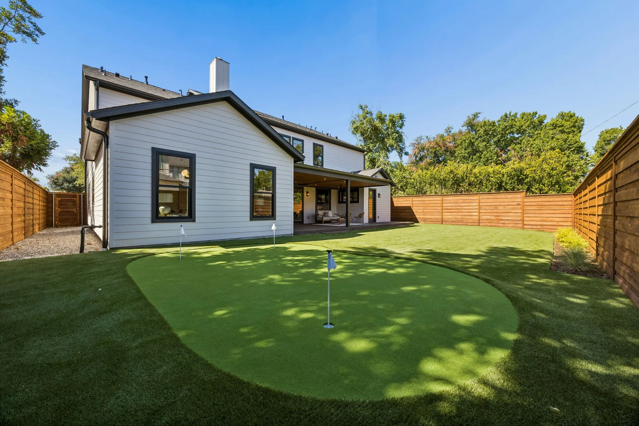 Putting green in backyard