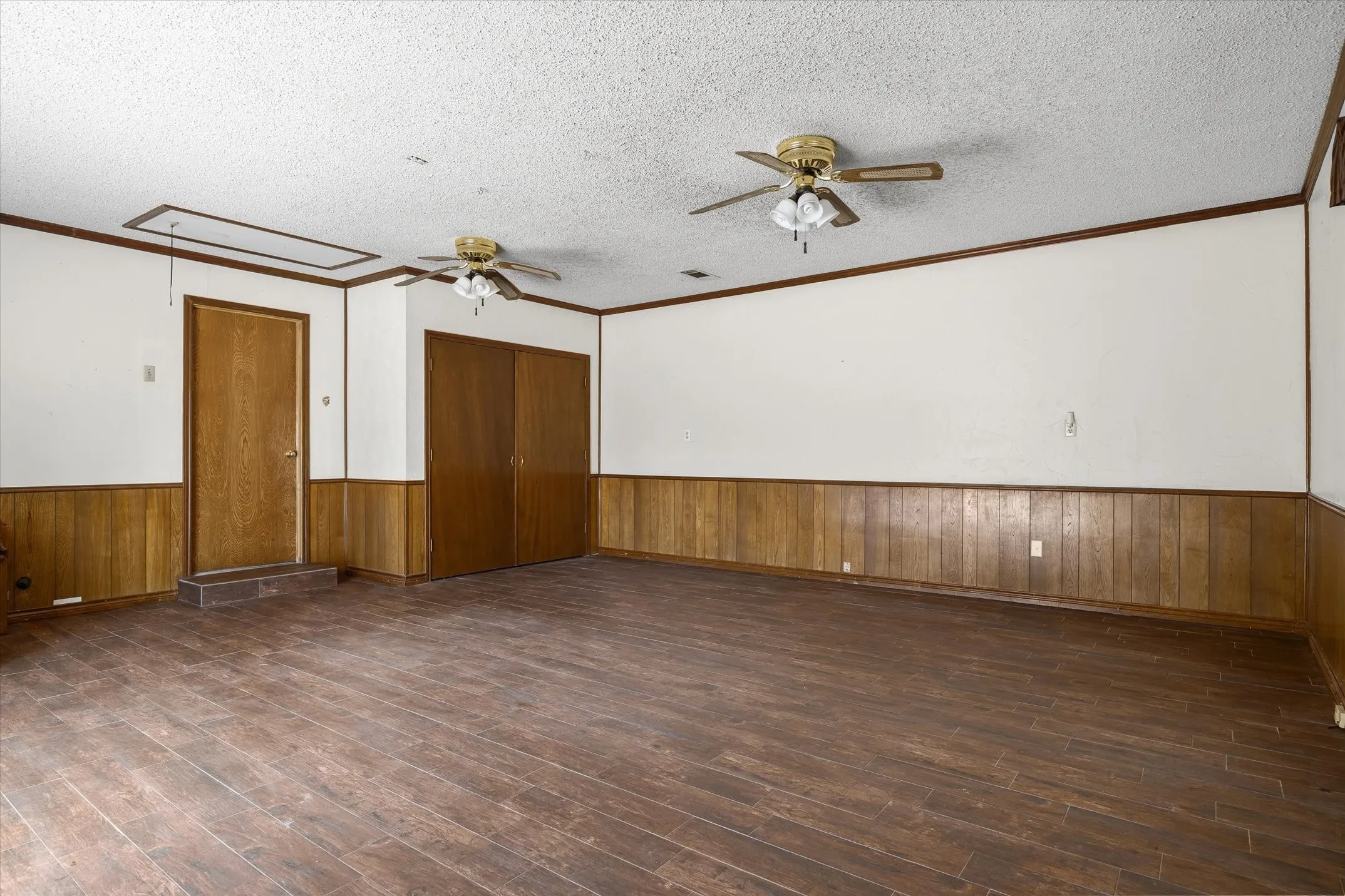 Second living area does have a closet. Sellers have used it as a bedroom in the past. This flexible space could be used as second living area, office, homeschool room, bedroom, or game room