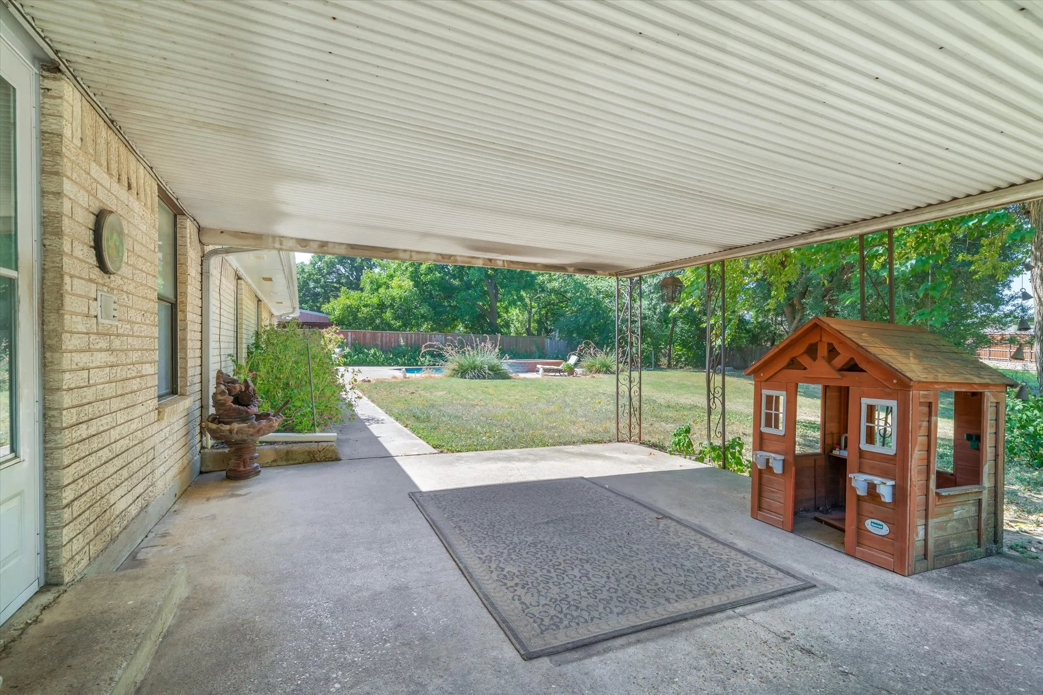 The covered back patio
