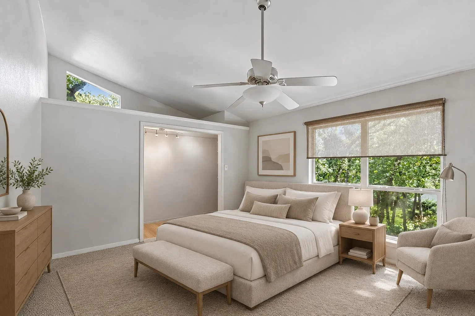 Digitally Staged. Bedroom 1 - Top Level.