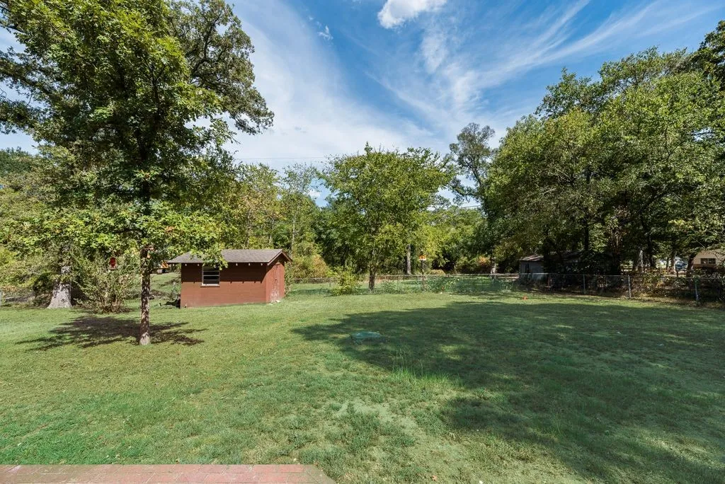 Storage shed already located on the property for your lawn equipment.