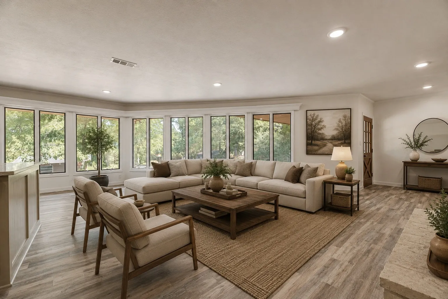 Use this space right off the kitchen as a second living area or extended dining.