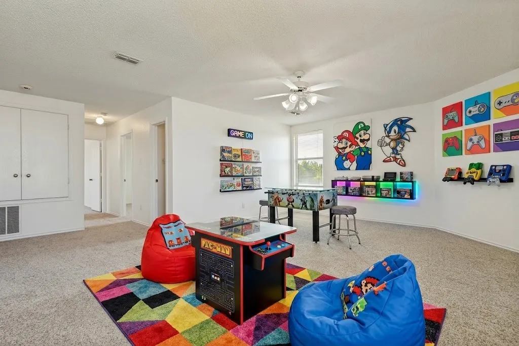 Virtually Staged Game Room.