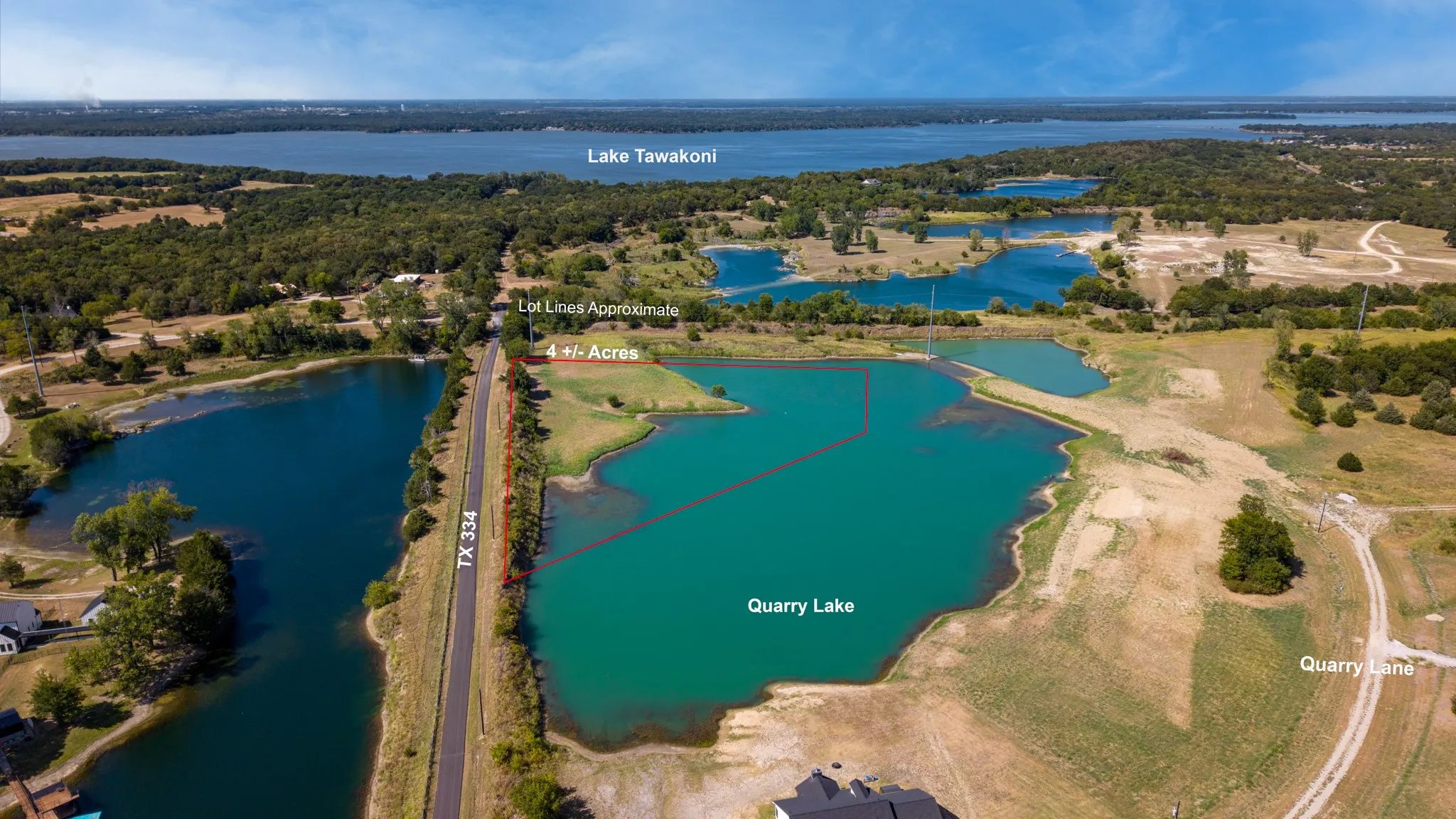 4+/- acres of land featuring frontage on TX 334 and Quarry Lake