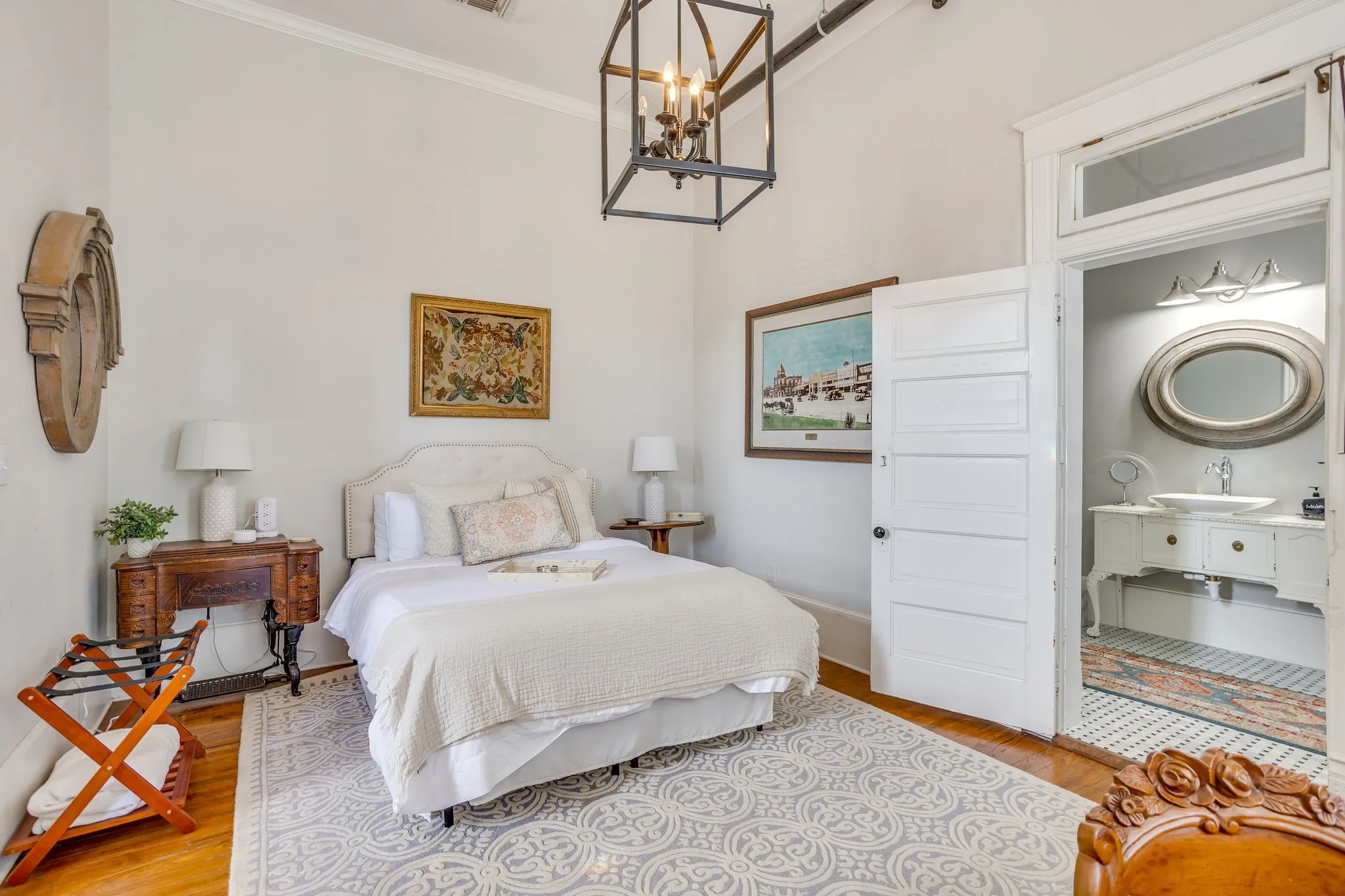 A beautifully appointed bedroom where guests feel they are a part of history.