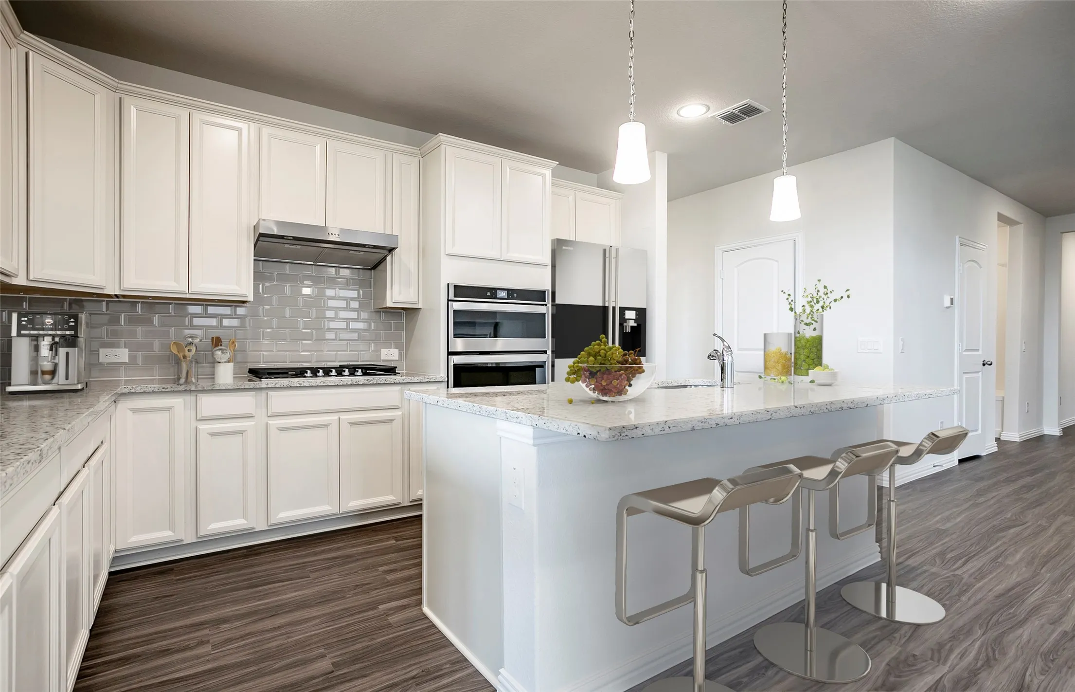 *Virtual Representation - Abundant cabinet space in kitchen with an eat-in bartop island