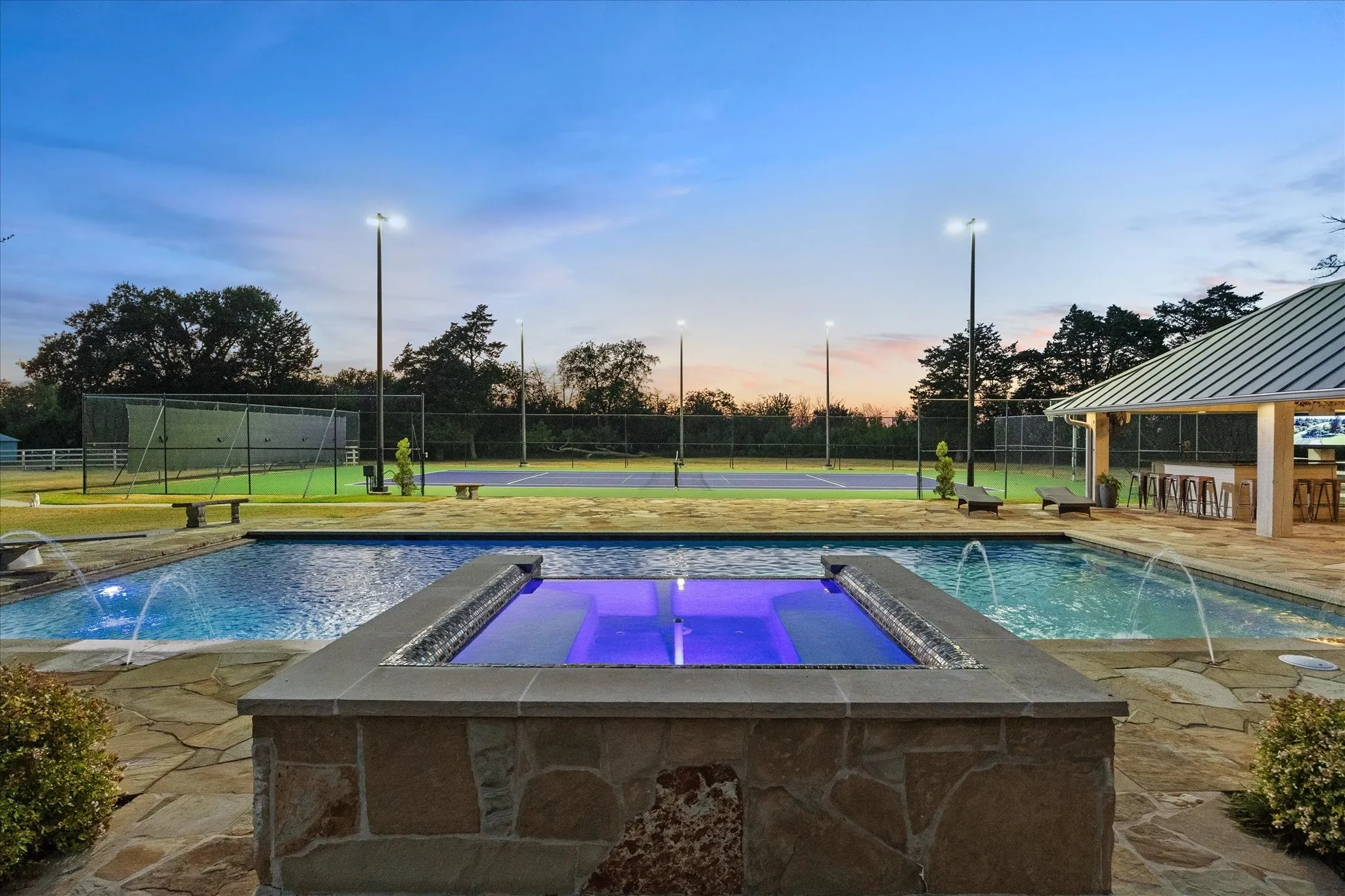 Overlooking Lit Tennis & Pickleball Ct.