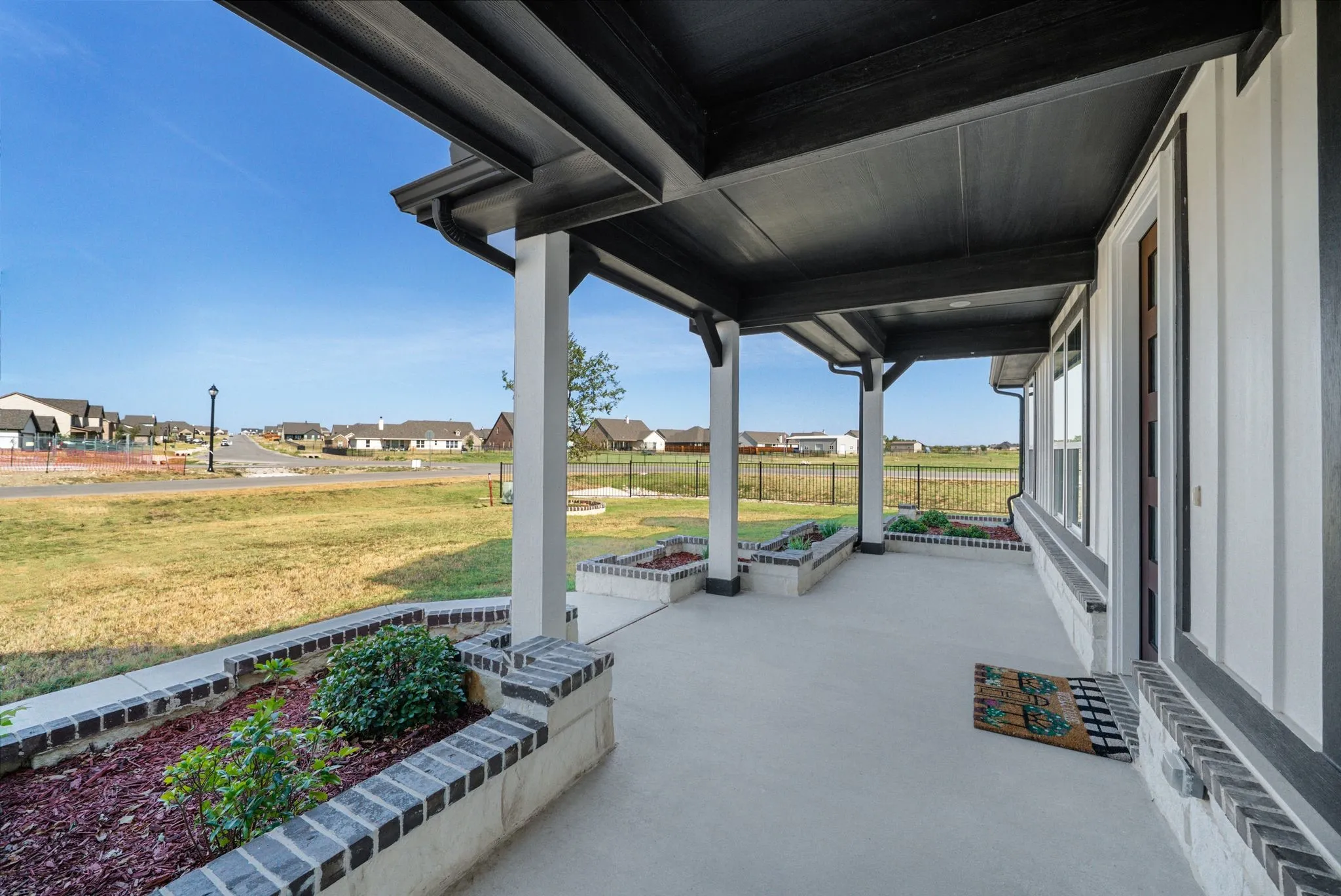 Large front patio with plenty of room to enjoy.
