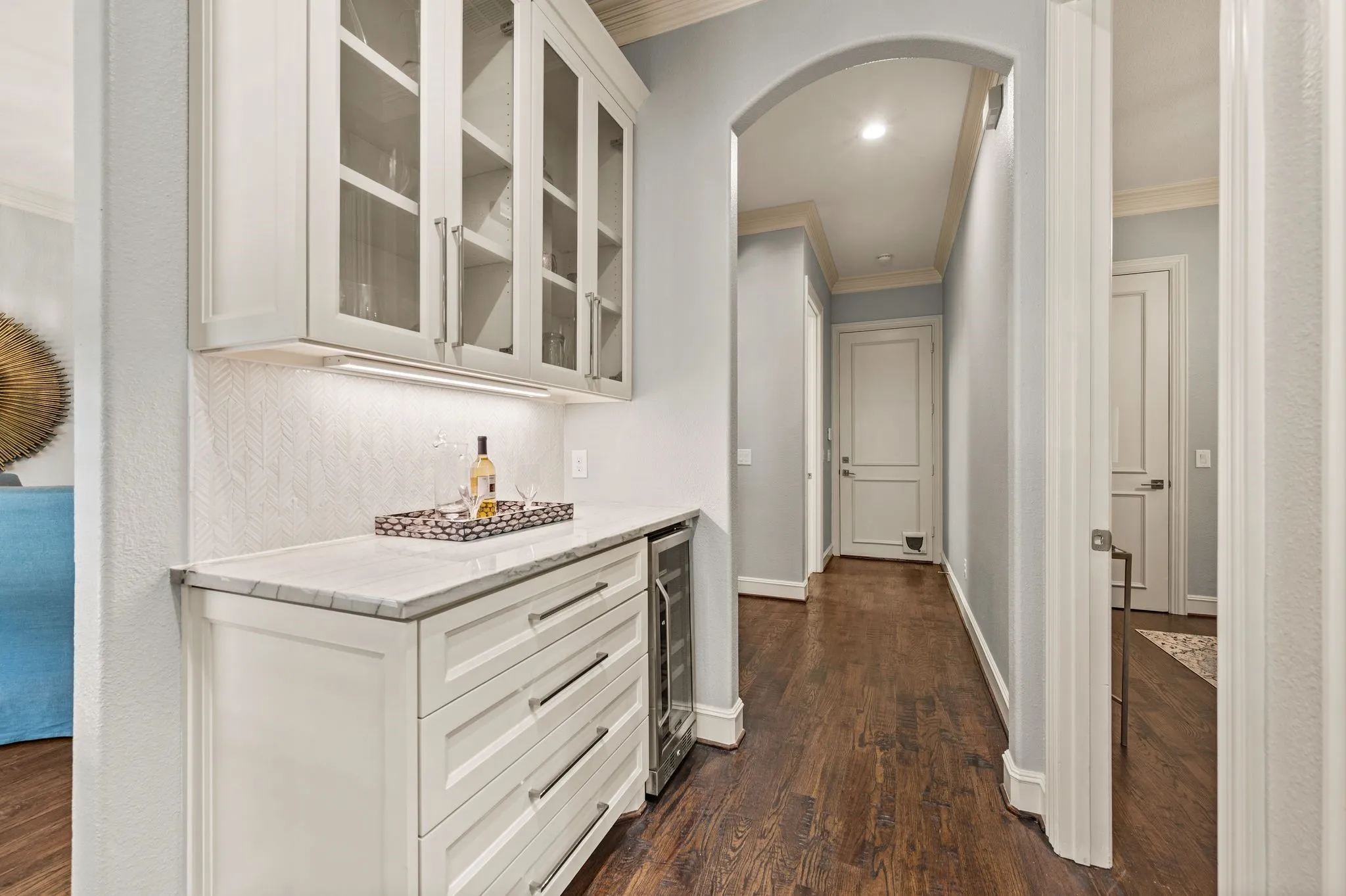 Butler's pantry with beverage fridge