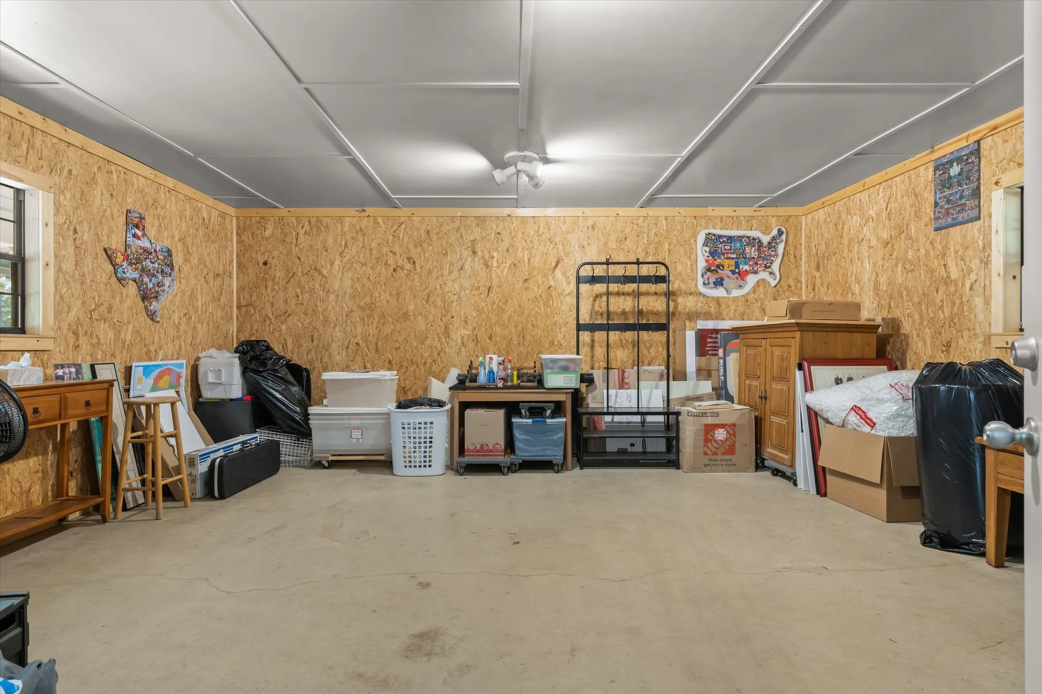 Inside the 2020 storage room with a window unit