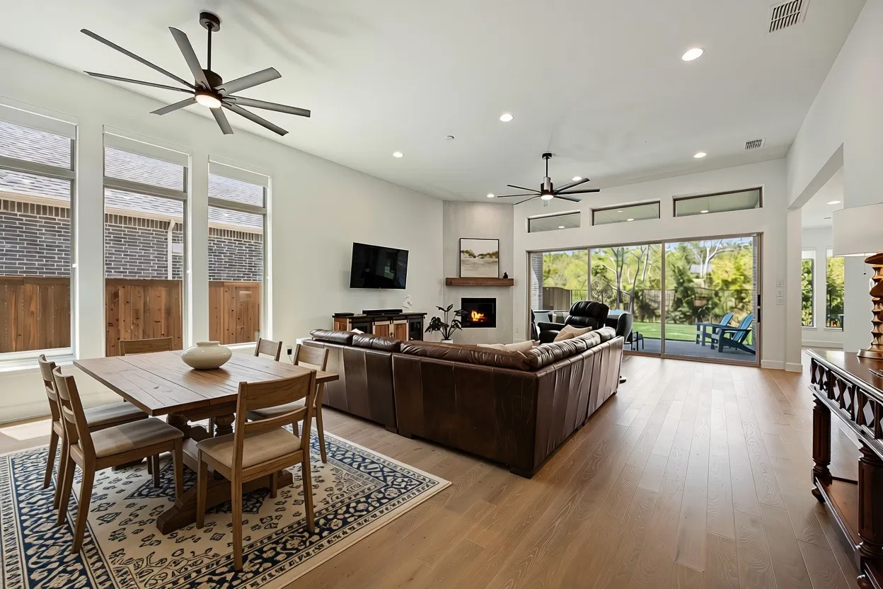 Living and dining areas