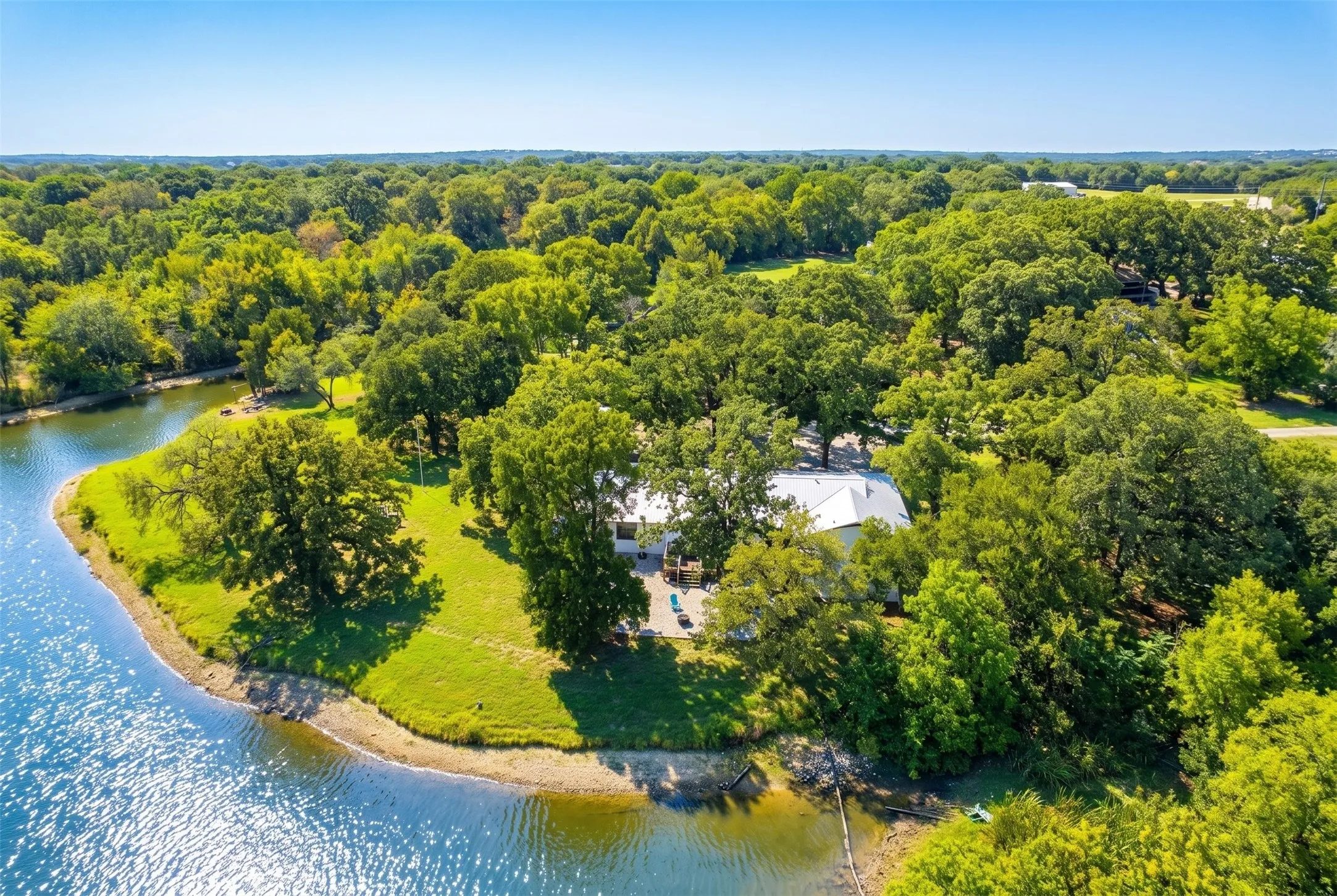 Waterfront property with extensive tree coverage
