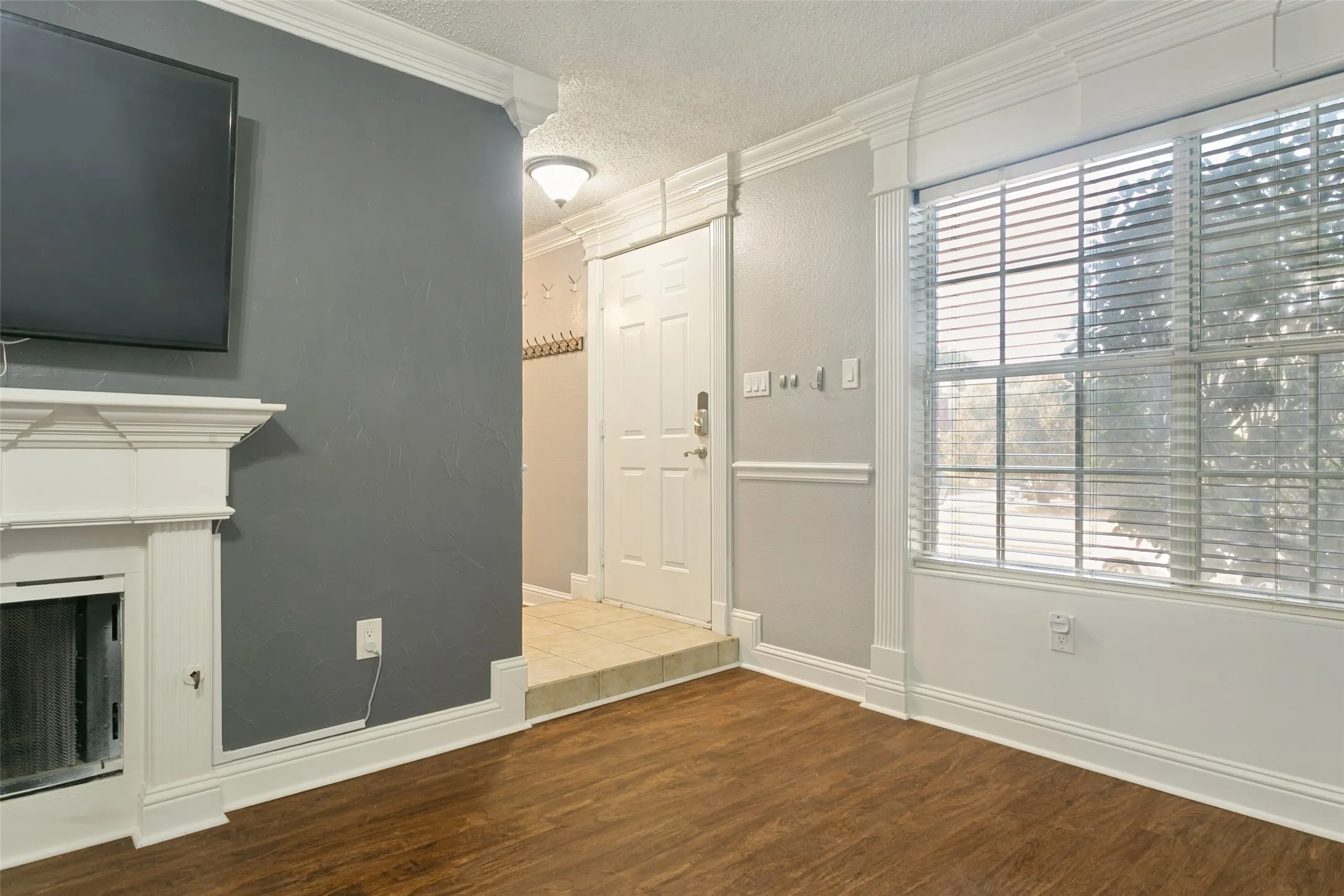 View of front door from the living room