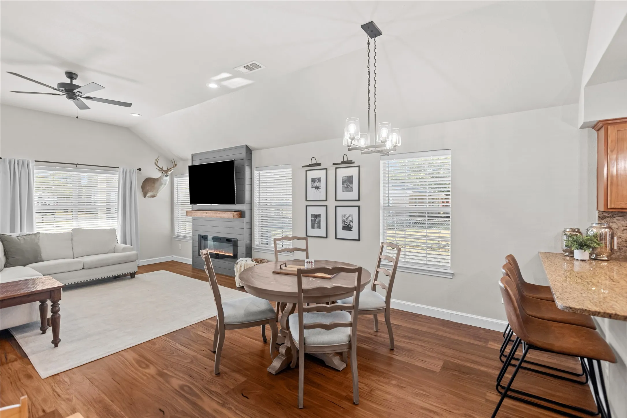 Open dining area conveniently connected to the kitchen and living spaces.