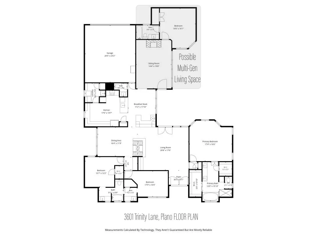 Spacious single story flexible floor plan with possible multigenerational bedroom and living space (highlighted) - check it out!