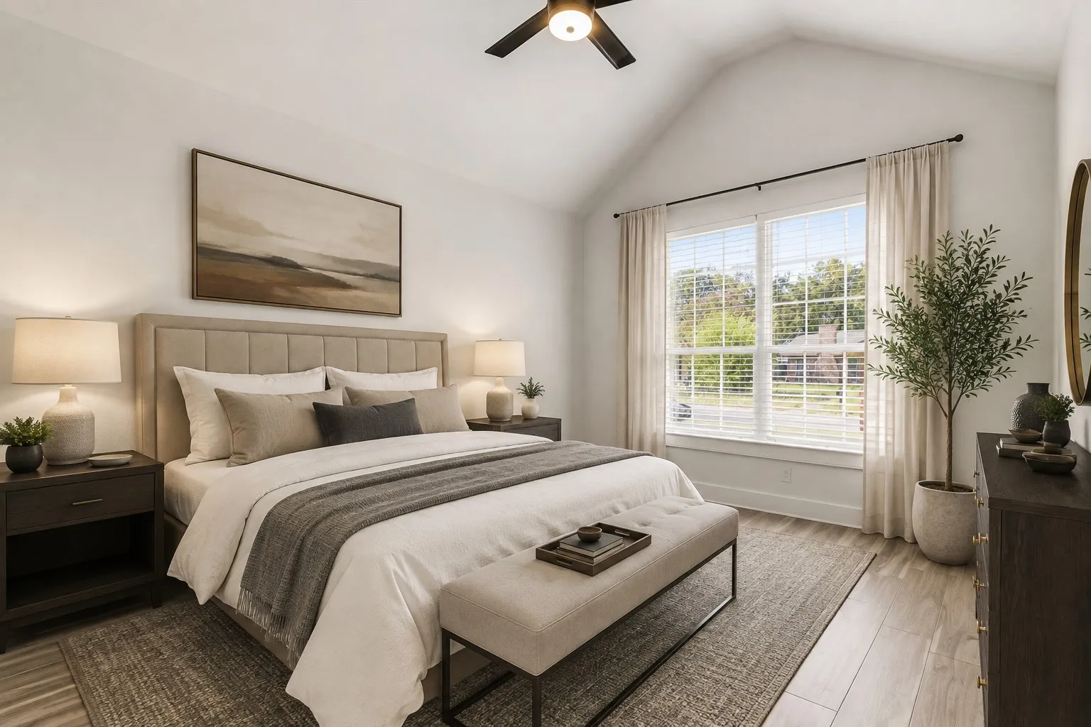 Virtually staged guest bedroom