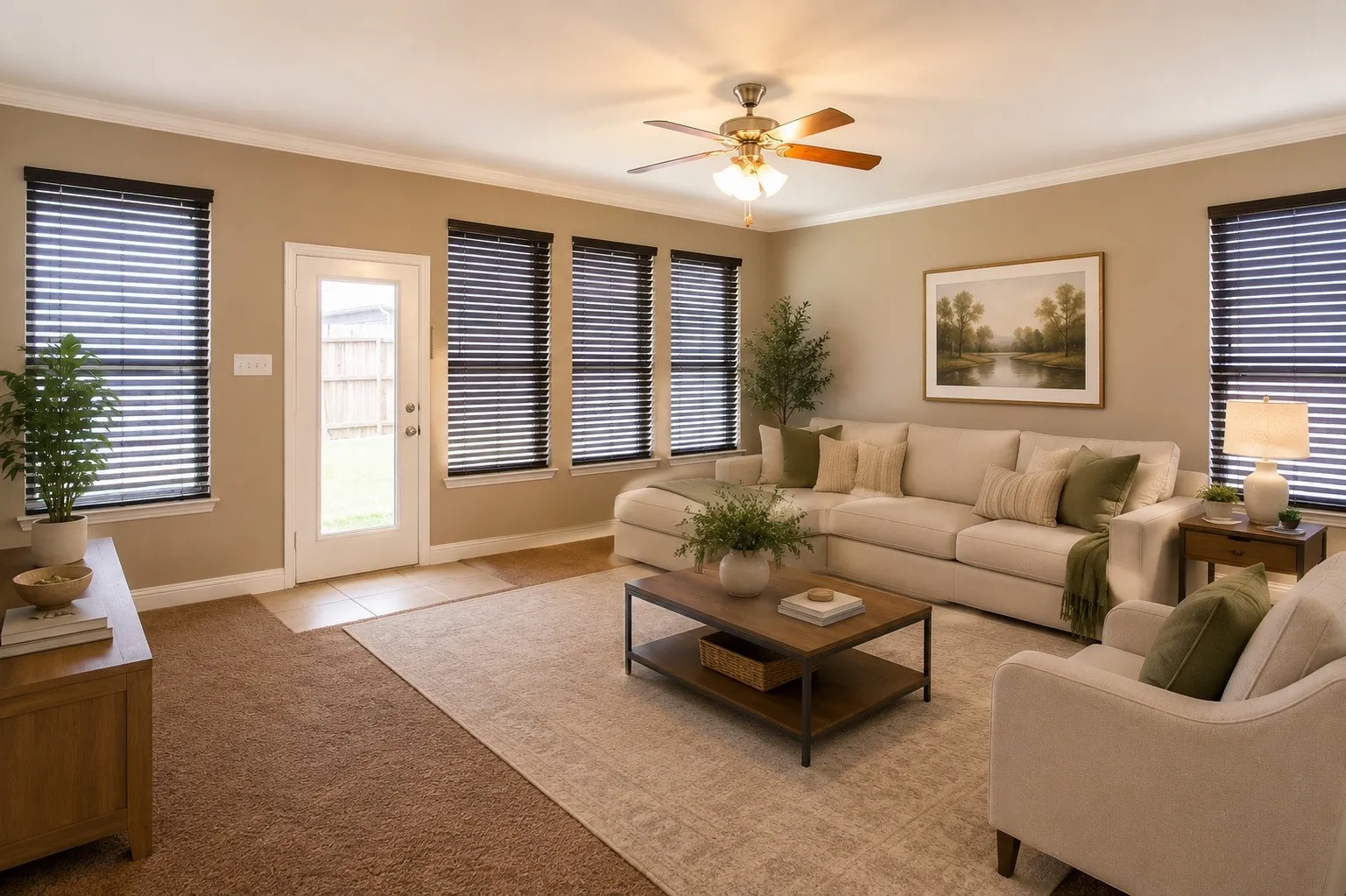 family room virtually staged