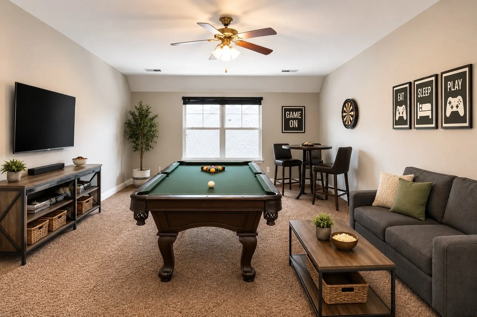 virtually staged game room