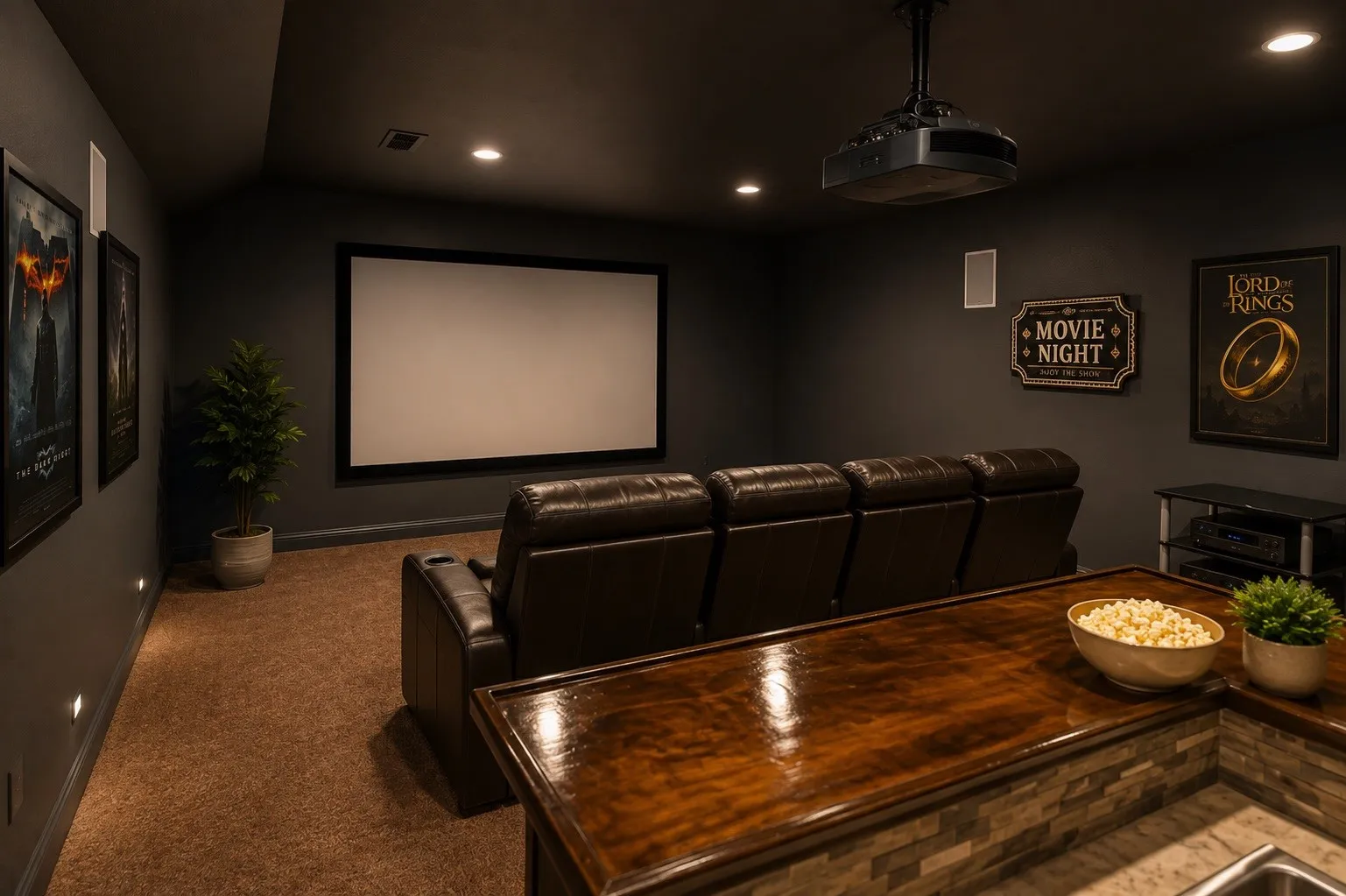 media room virtually staged