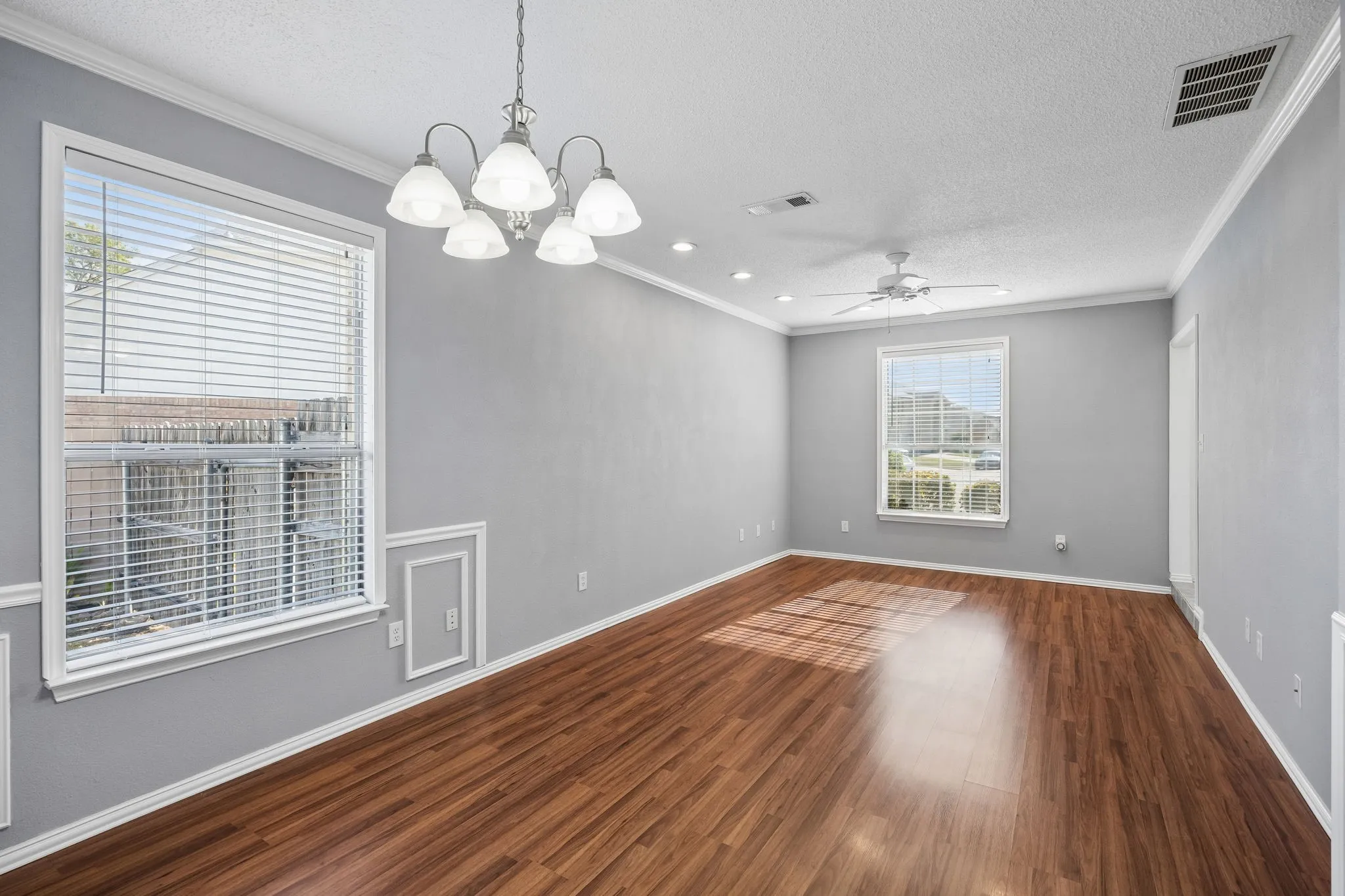 Just off the kitchen is the dining and living rooms.