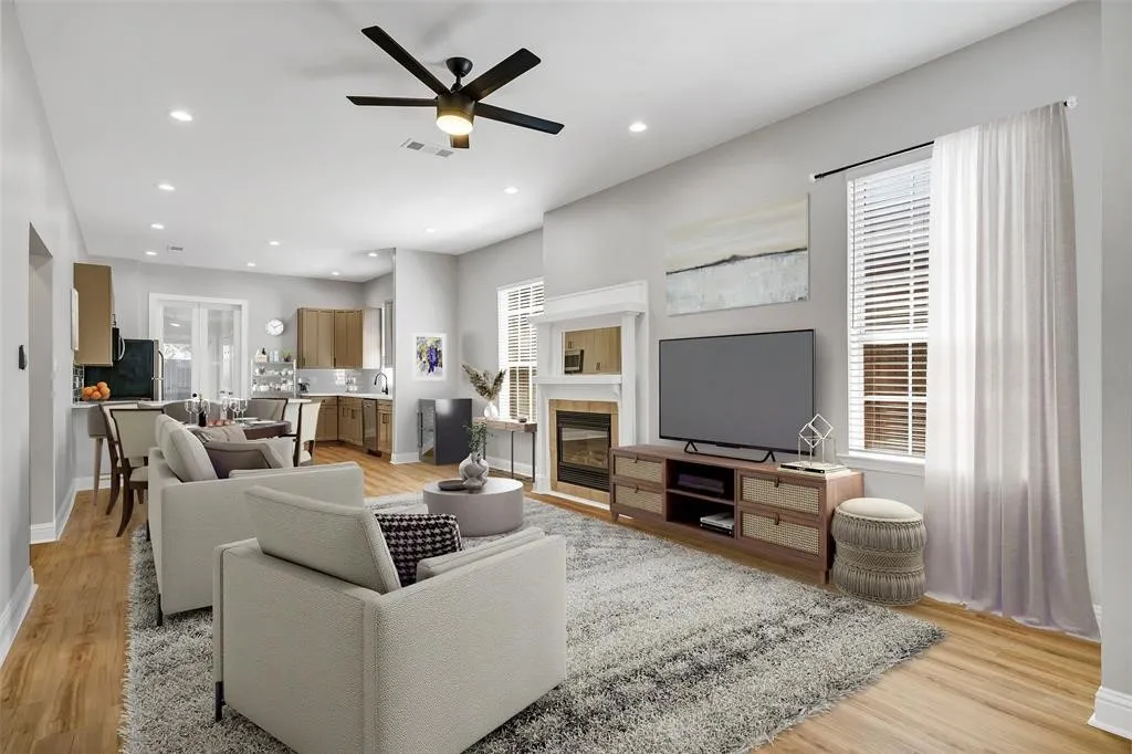 virtually staged living & dining areas