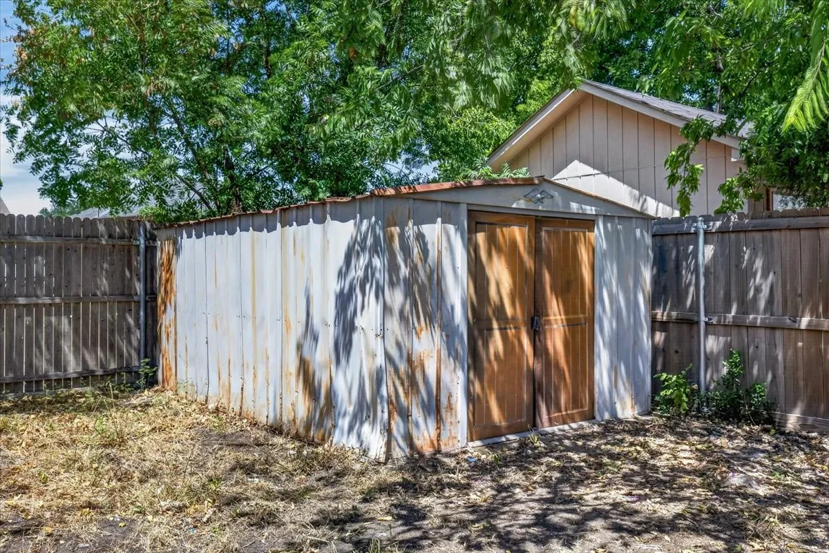 Storage building in the backyard