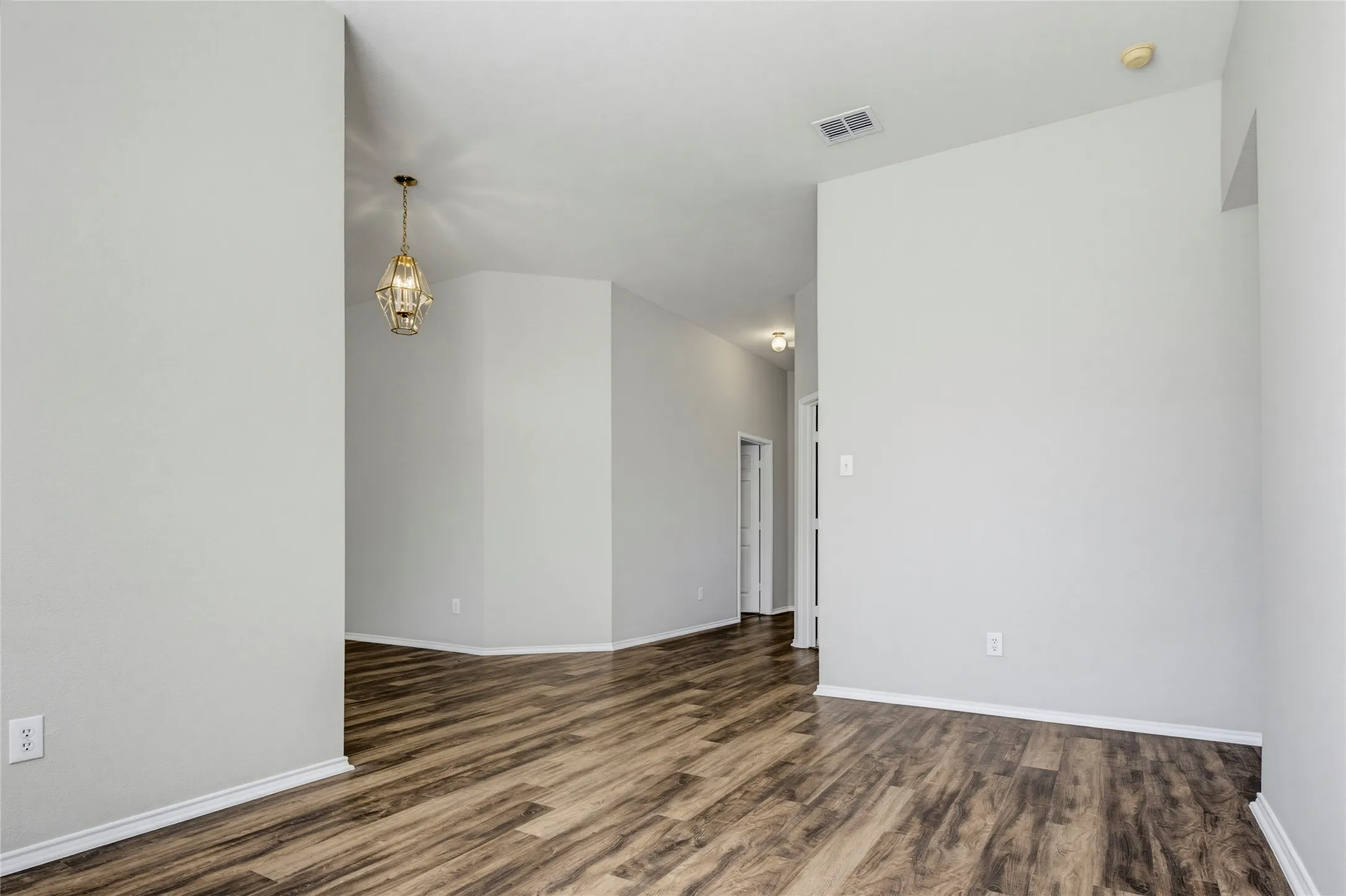 The dining room is steps away from the kitchen for ease in entertaining.