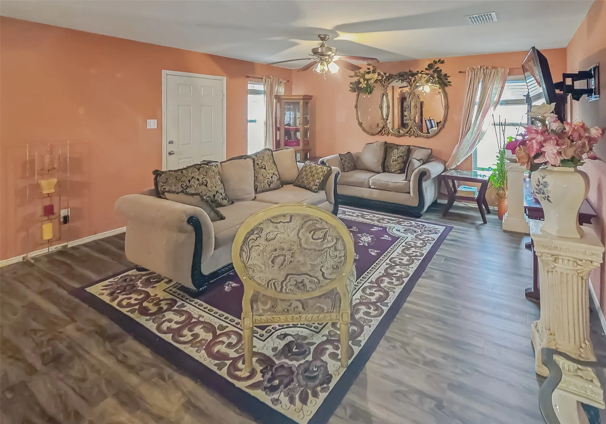 Wood-finish flooring throughout