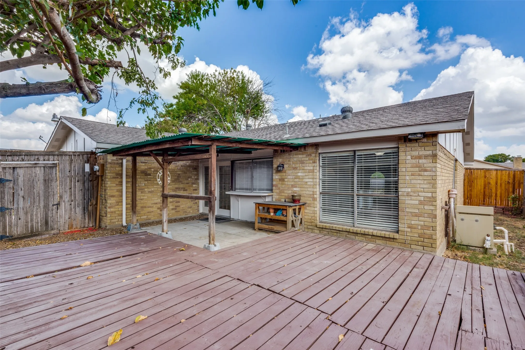 Covered Patio, Fenced In Backyard, Deck, Back of Structure