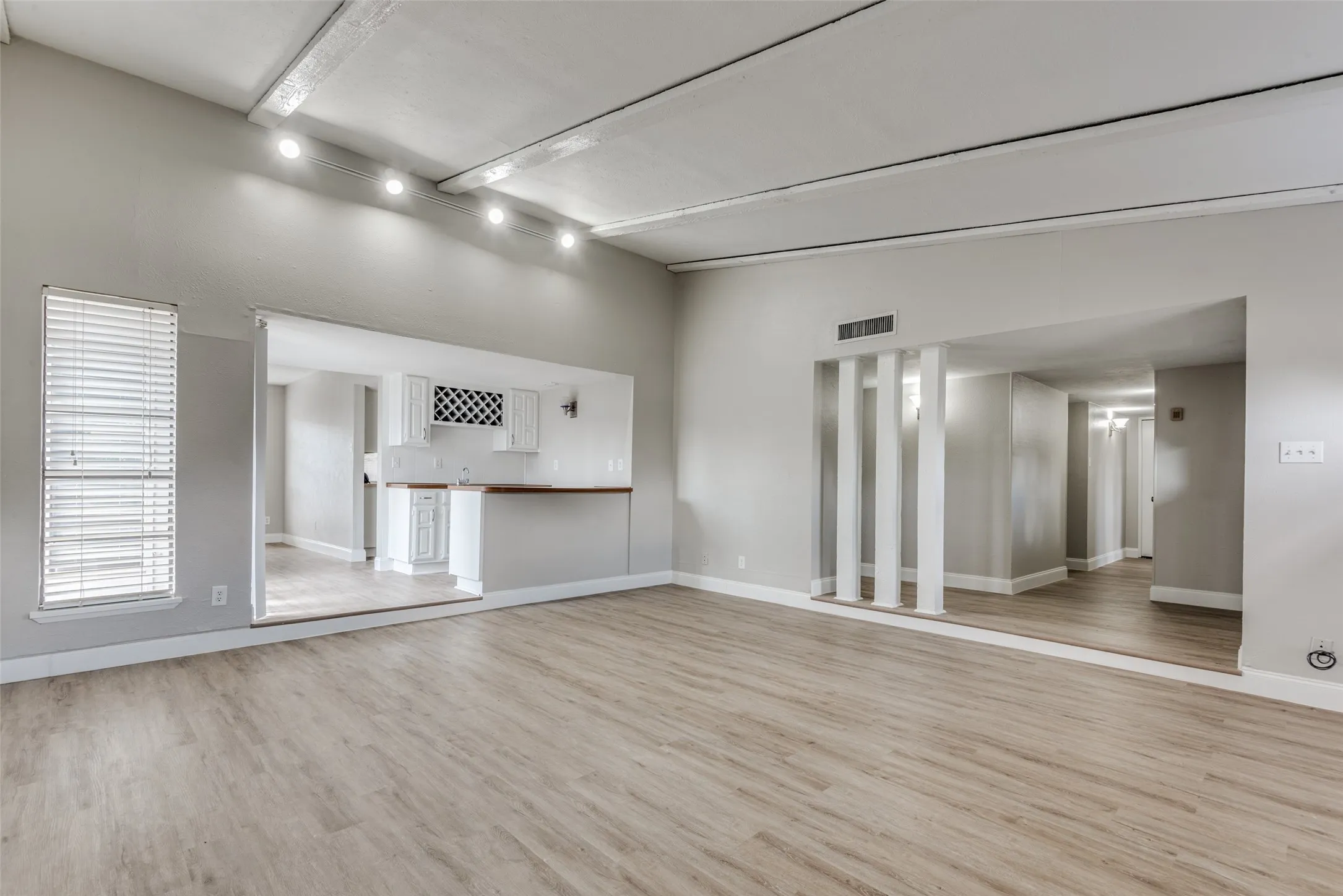Living Area, View of Kitchen