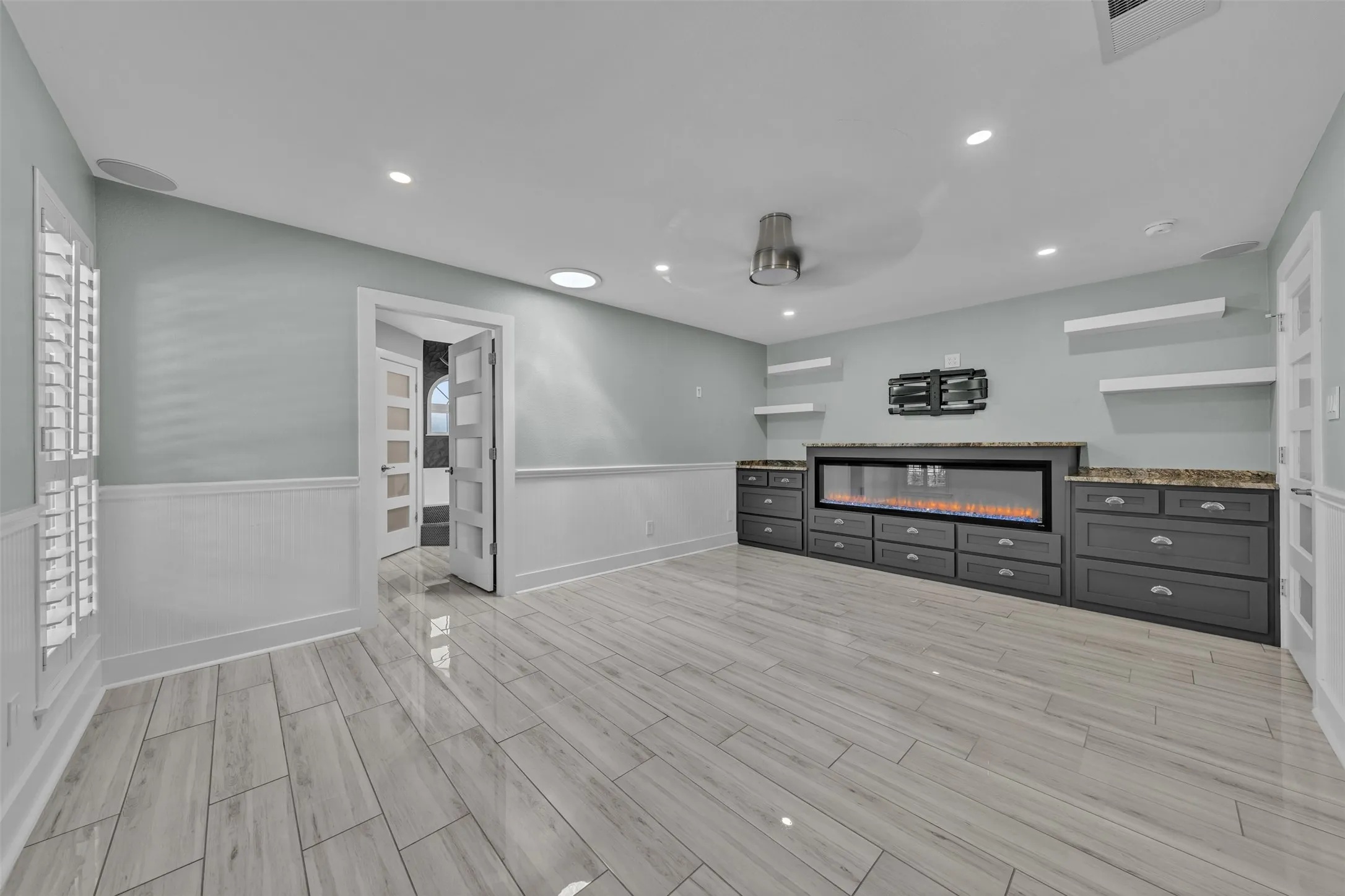 Custom cabinetry and fireplace