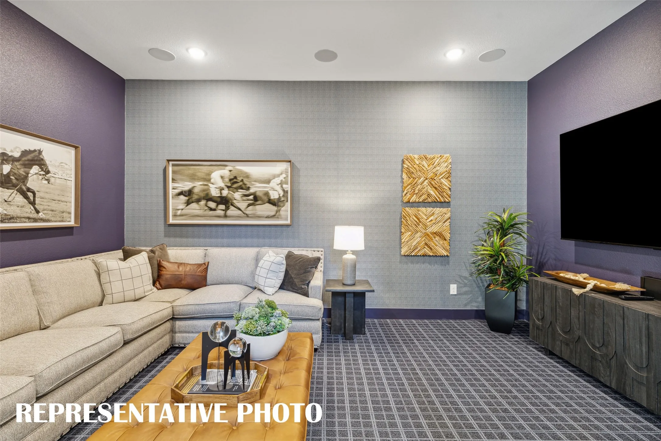 Plenty of fun game day parties and family movie nights await in this main floor media room!  REPRESENTATIVE PHOTO