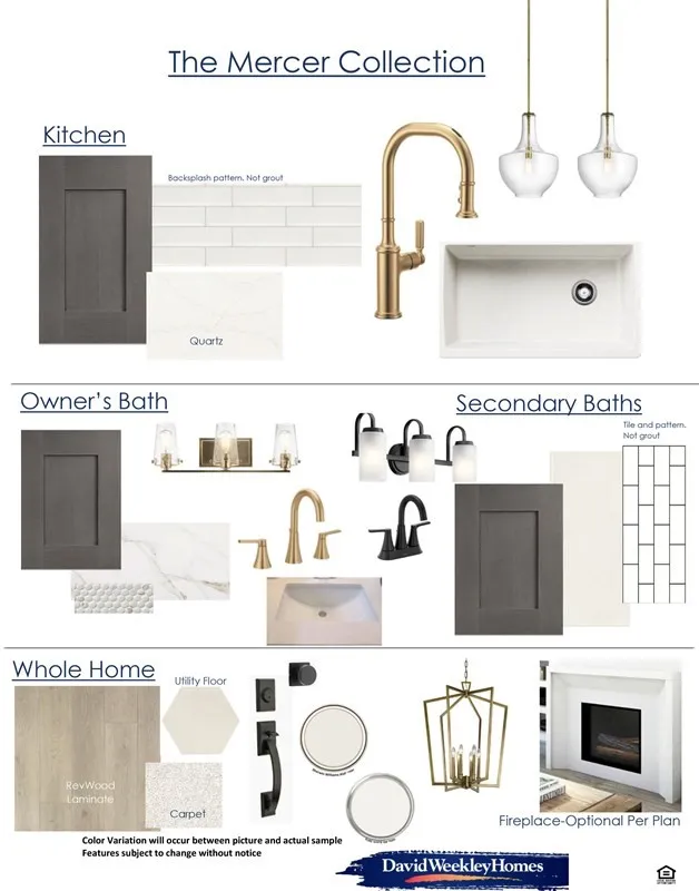 Interior Finishes Selection Sheet. Presenting design and material choices for the property's interior spaces