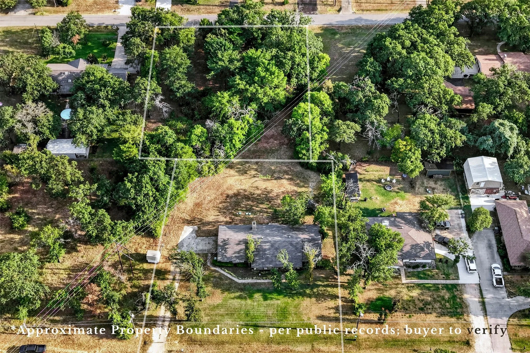 approximate property boundaries per public record - buyer to verify