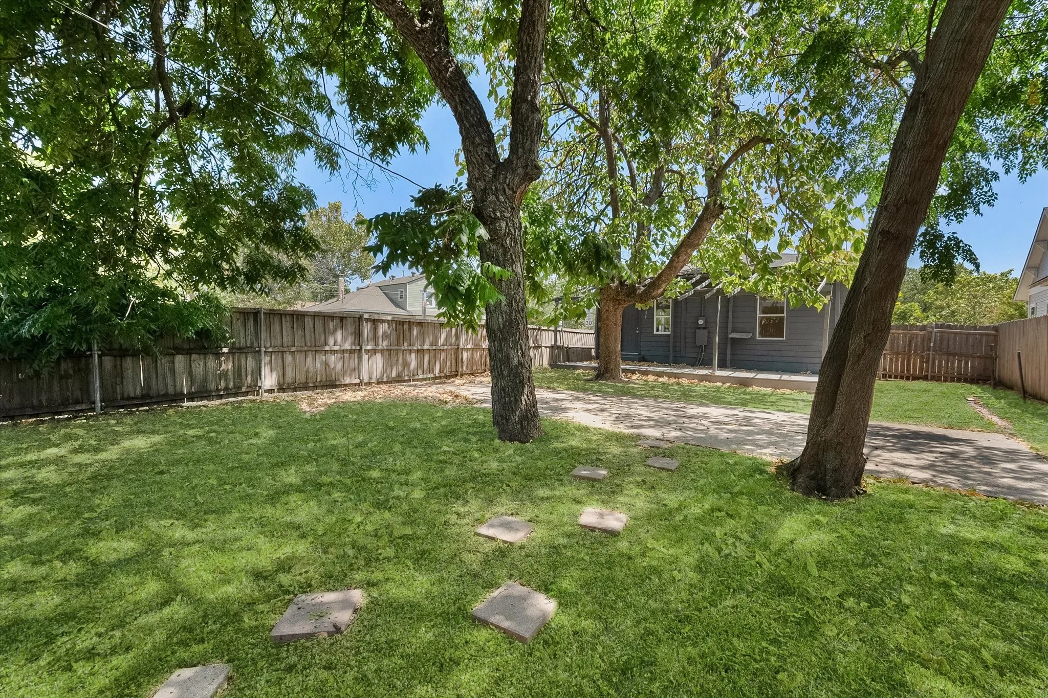 Mature trees offer ample shade.
