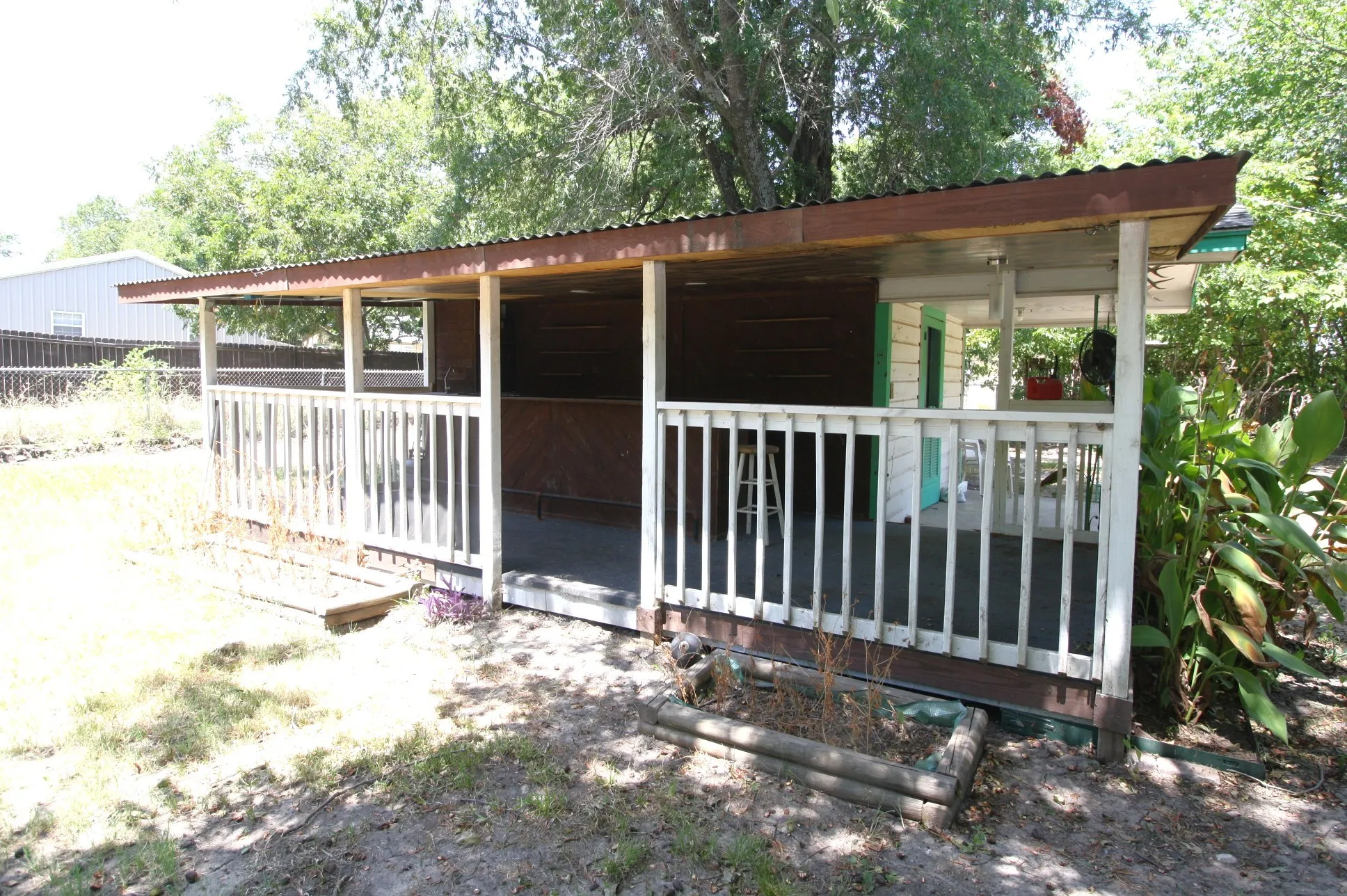 Covered bar off workshop