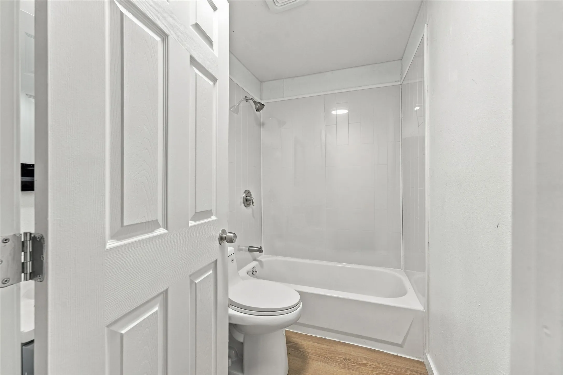 Remodeled bathroom with brand new toilet sink, and shower with luxury finishes!