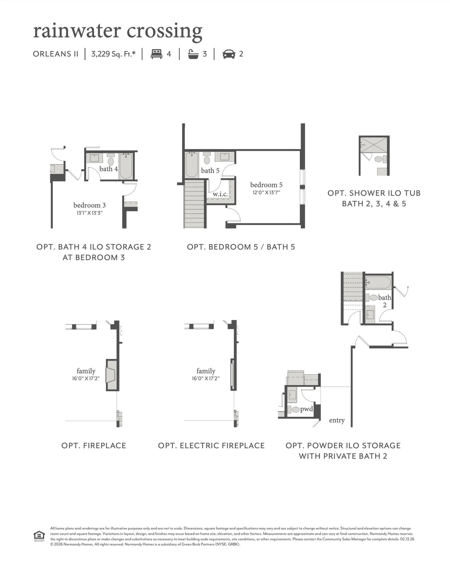 You'll enjoy the optional electric fireplace, optional powder ilo storage with private bath 2, bath 4 and many other lovely upgrades in this fantastic home!