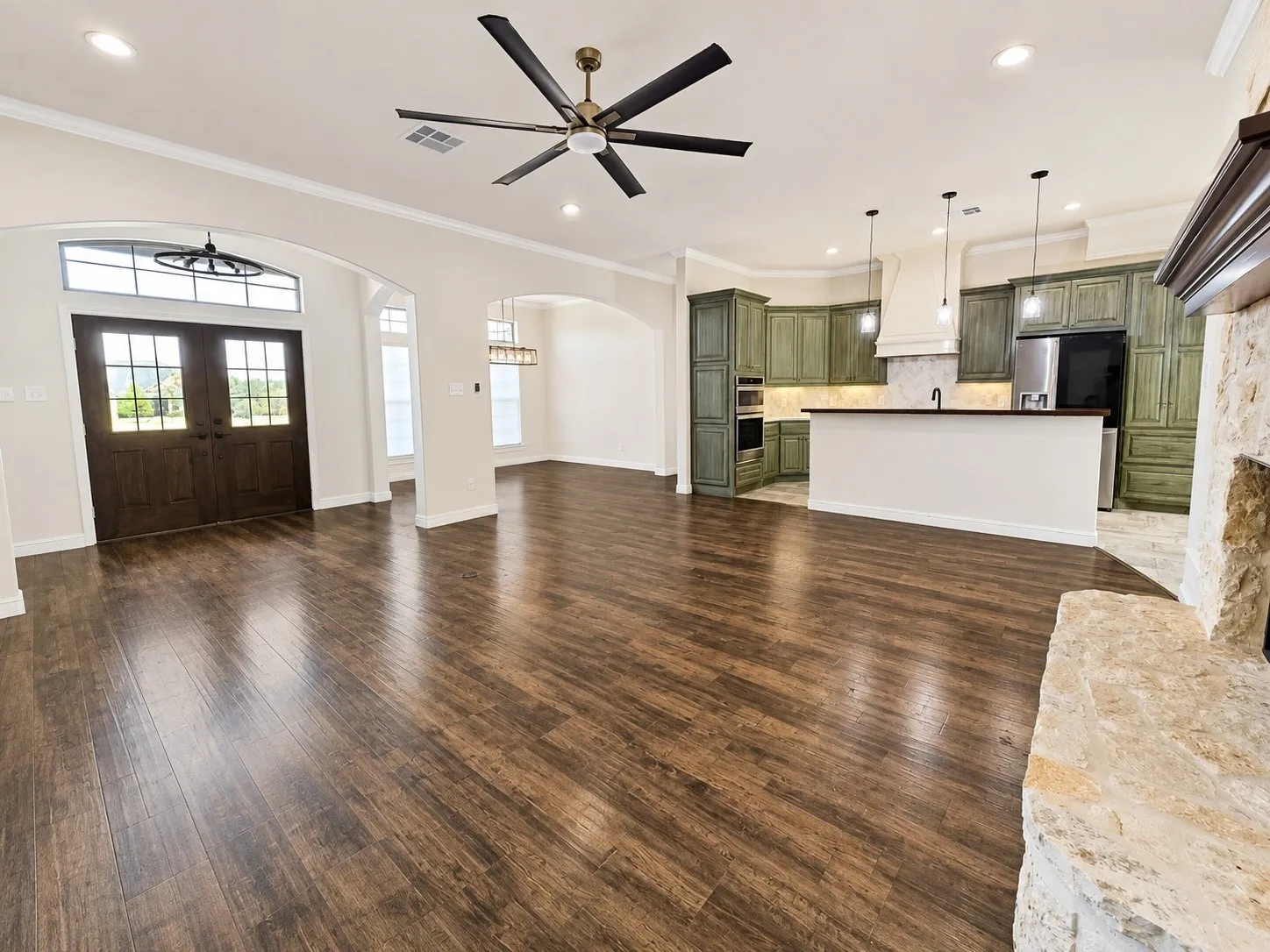 View of the living, kitchen and dining area