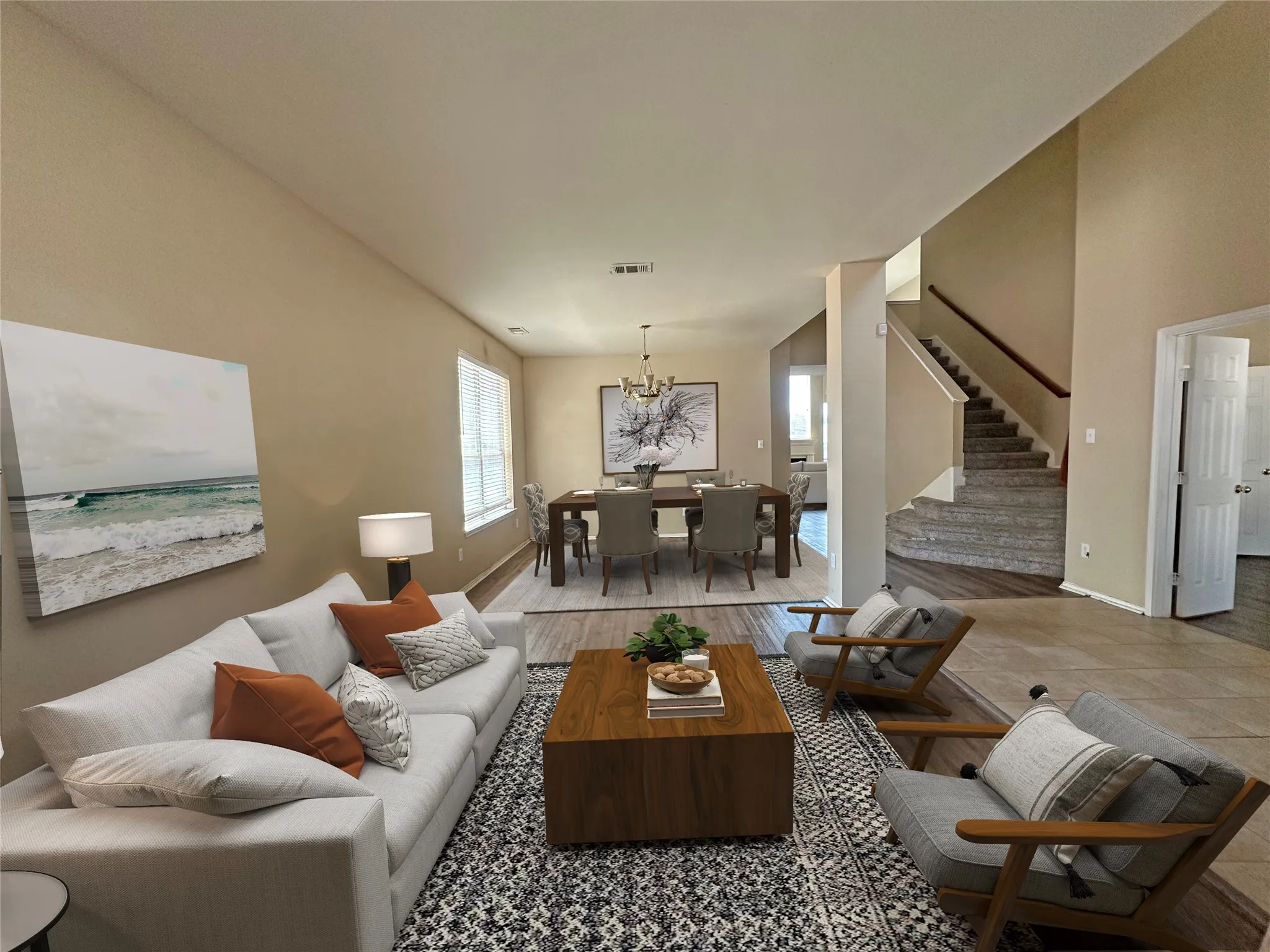 2nd living, dining or  game room. Virtually Staged